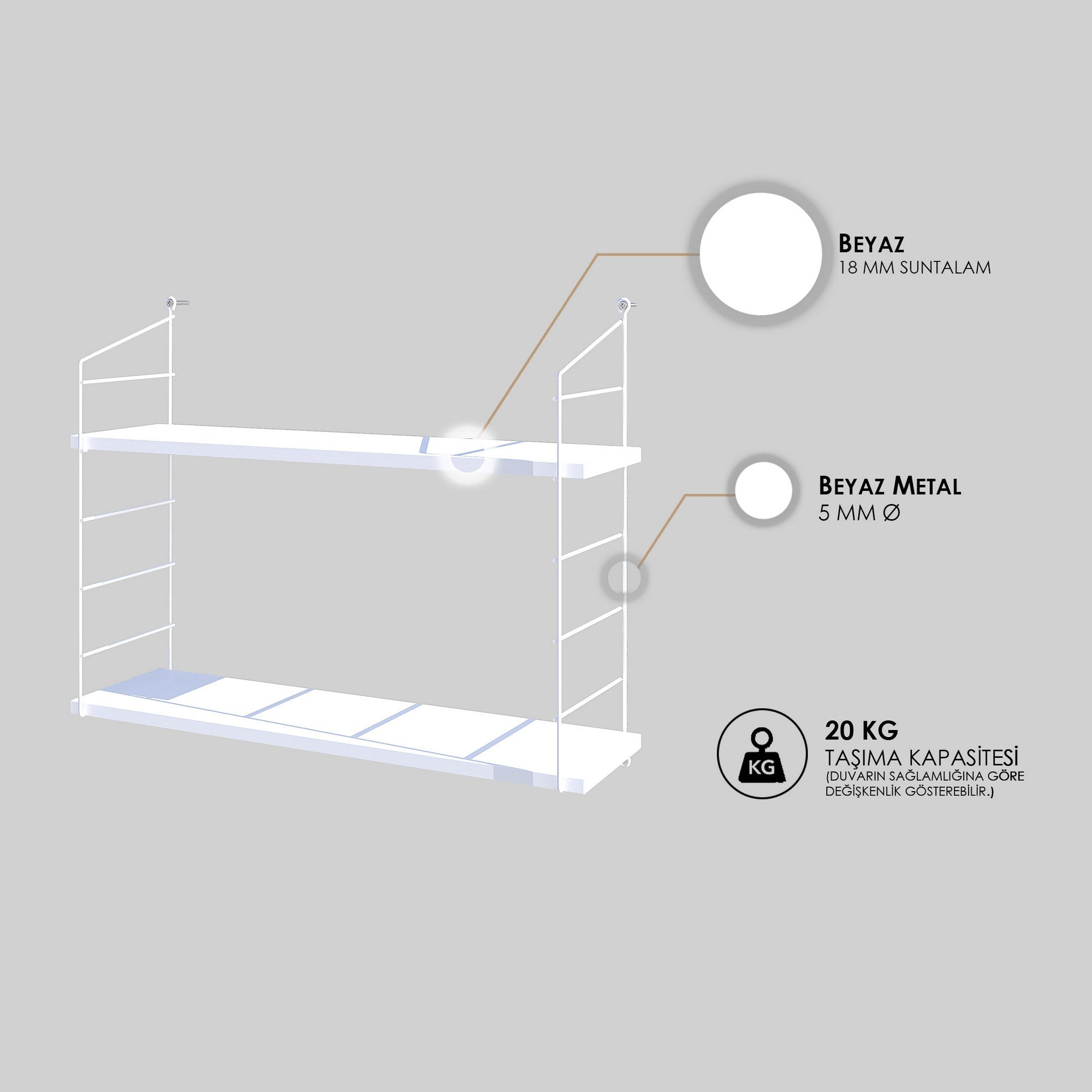 Armoni 2'li - Shiny White in Weiss präsentiert im Onlineshop von KAQTU Design AG. Wandregal ist von Hanah Home