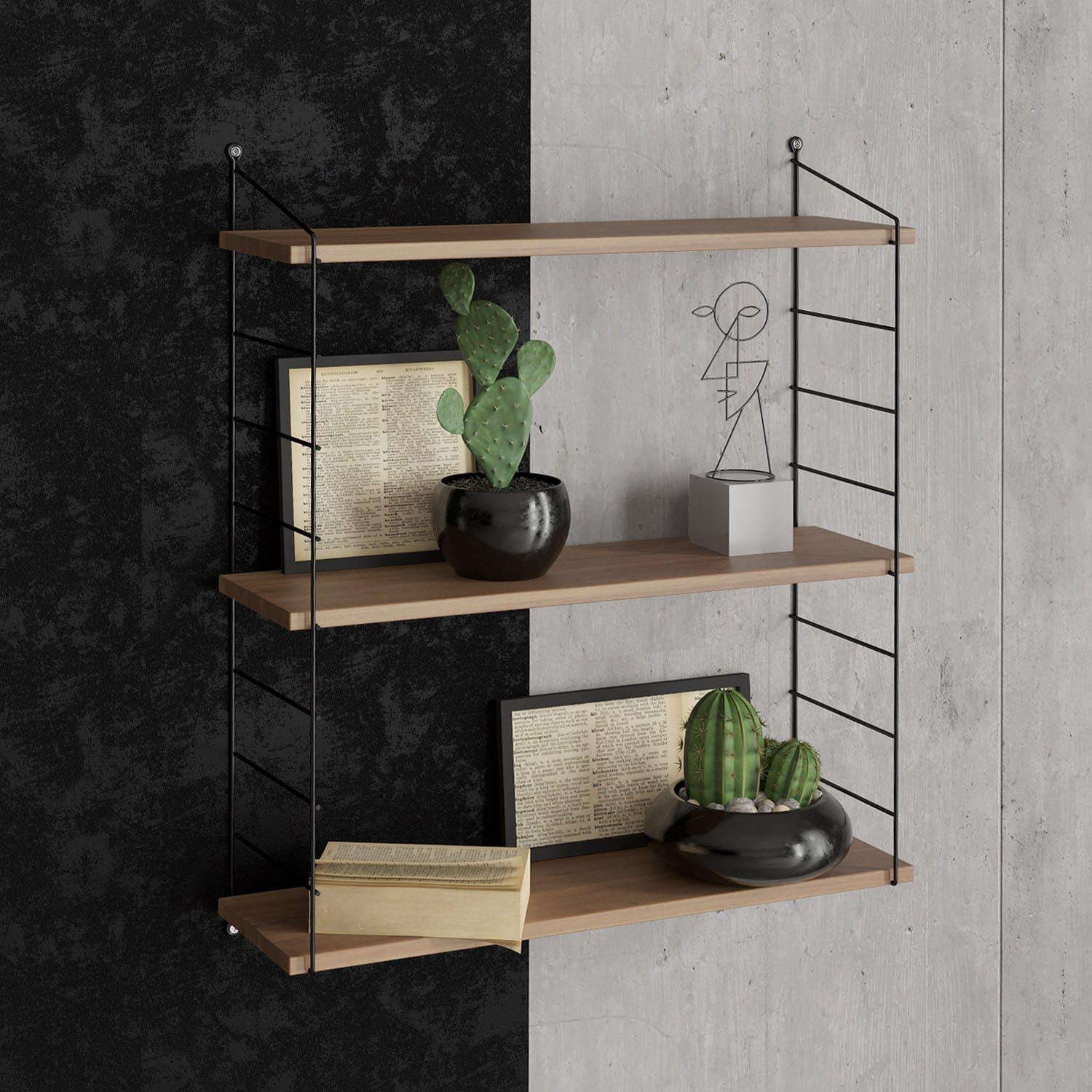 Armoni 3'lü - Walnut in Walnuss präsentiert im Onlineshop von KAQTU Design AG. Wandregal ist von Hanah Home