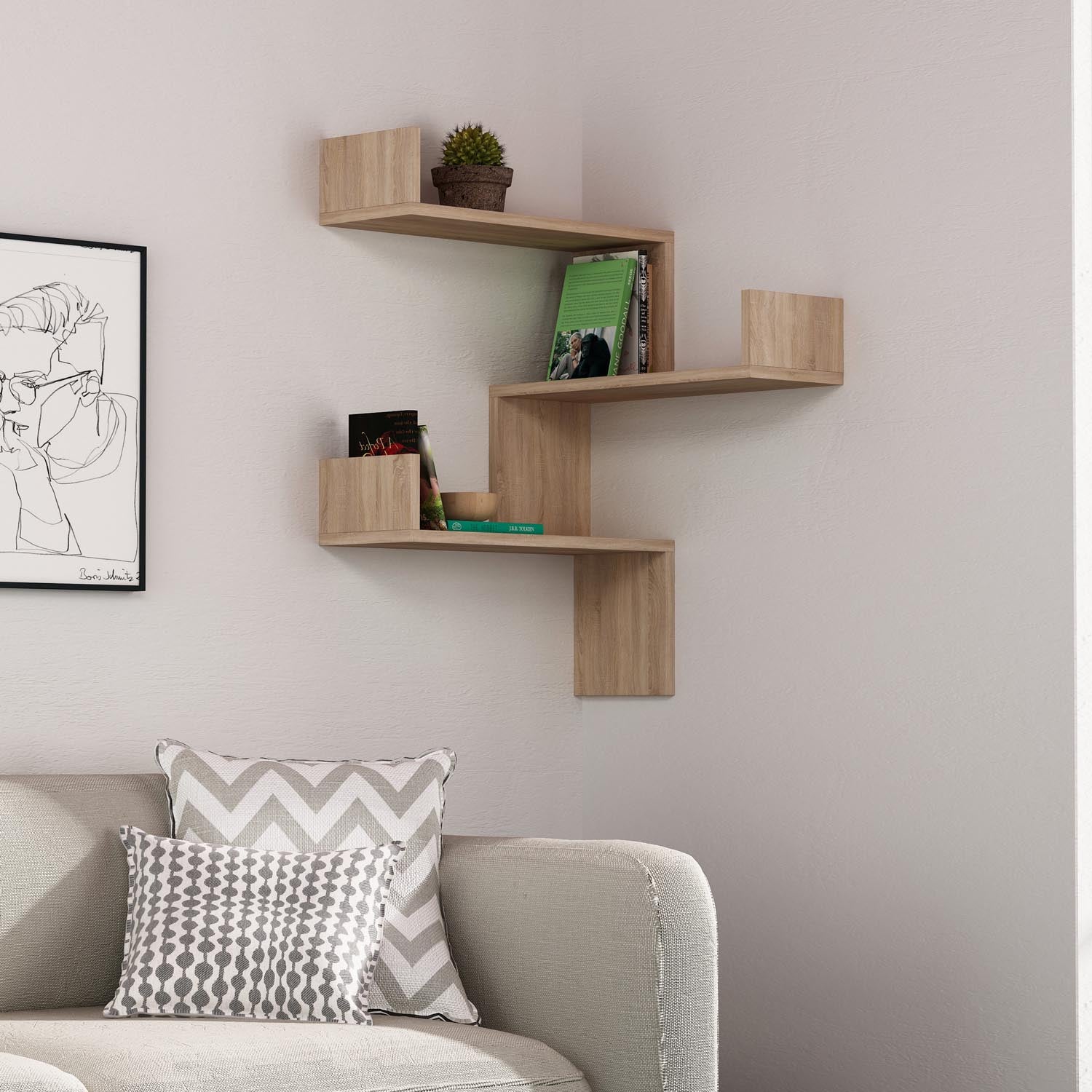 Luksa - Oak in Eiche präsentiert im Onlineshop von KAQTU Design AG. Wandregal ist von Hanah Home