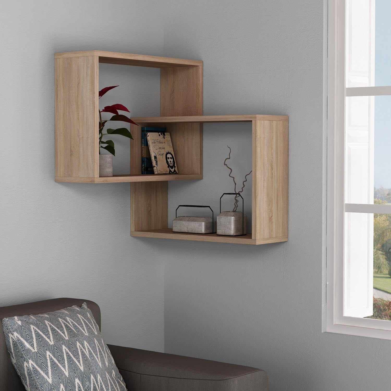 Ring - Sonoma Oak in Sonoma Eiche präsentiert im Onlineshop von KAQTU Design AG. Wandregal ist von Hanah Home