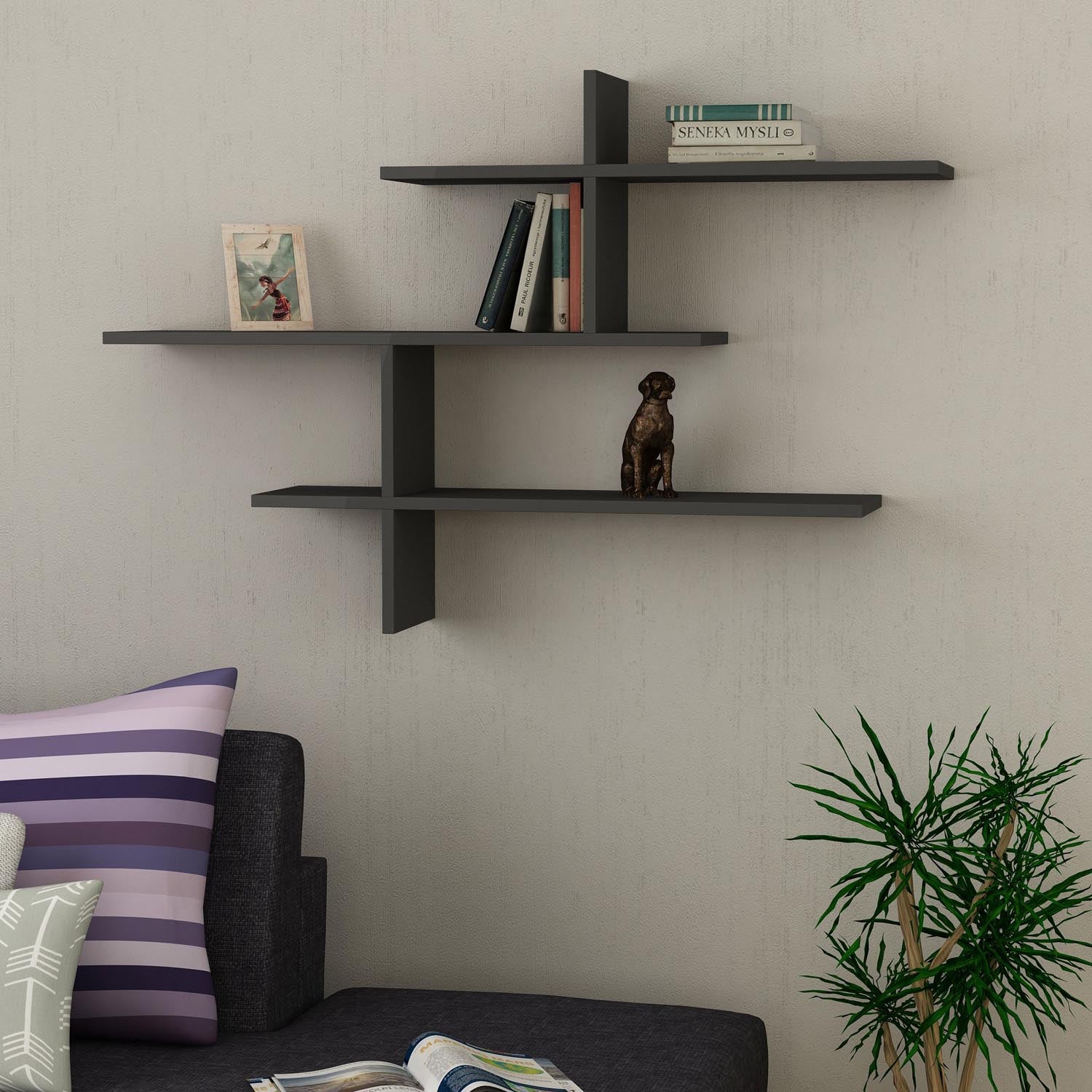 Leo - Anthracite in Anthrazit präsentiert im Onlineshop von KAQTU Design AG. Wandregal ist von Hanah Home