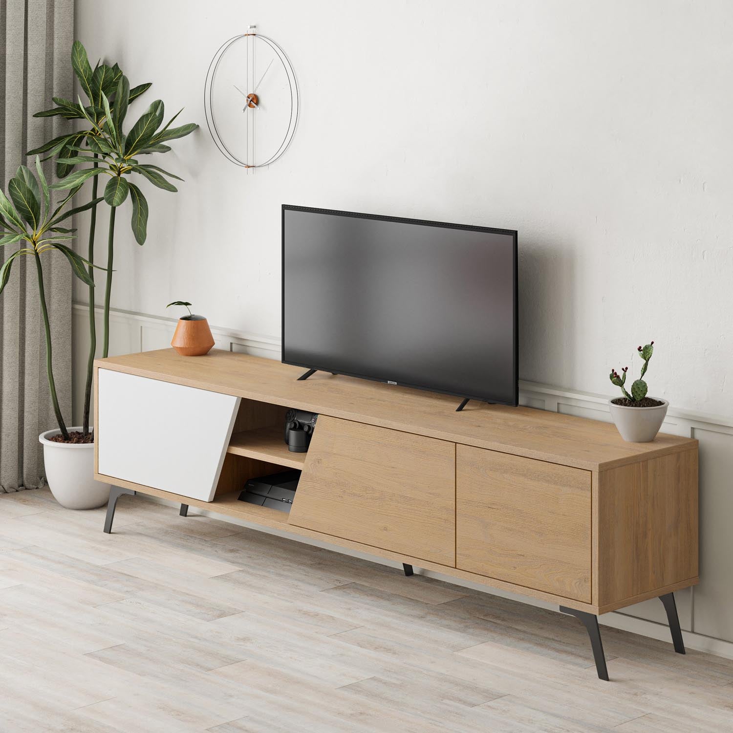 Fiona - Oak, White in Eiche Weiss präsentiert im Onlineshop von KAQTU Design AG. Sideboard ist von Hanah Home