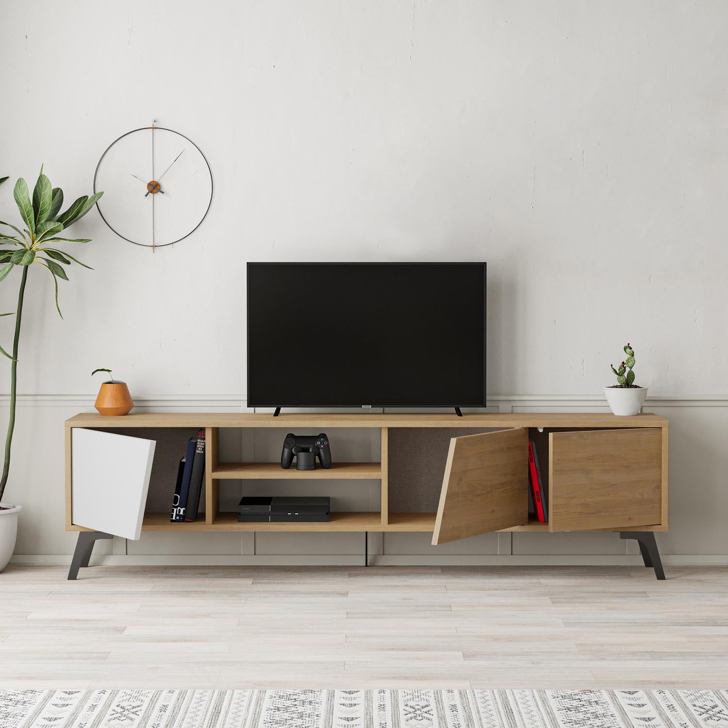 Fiona - Oak, White in Eiche Weiss präsentiert im Onlineshop von KAQTU Design AG. Sideboard ist von Hanah Home