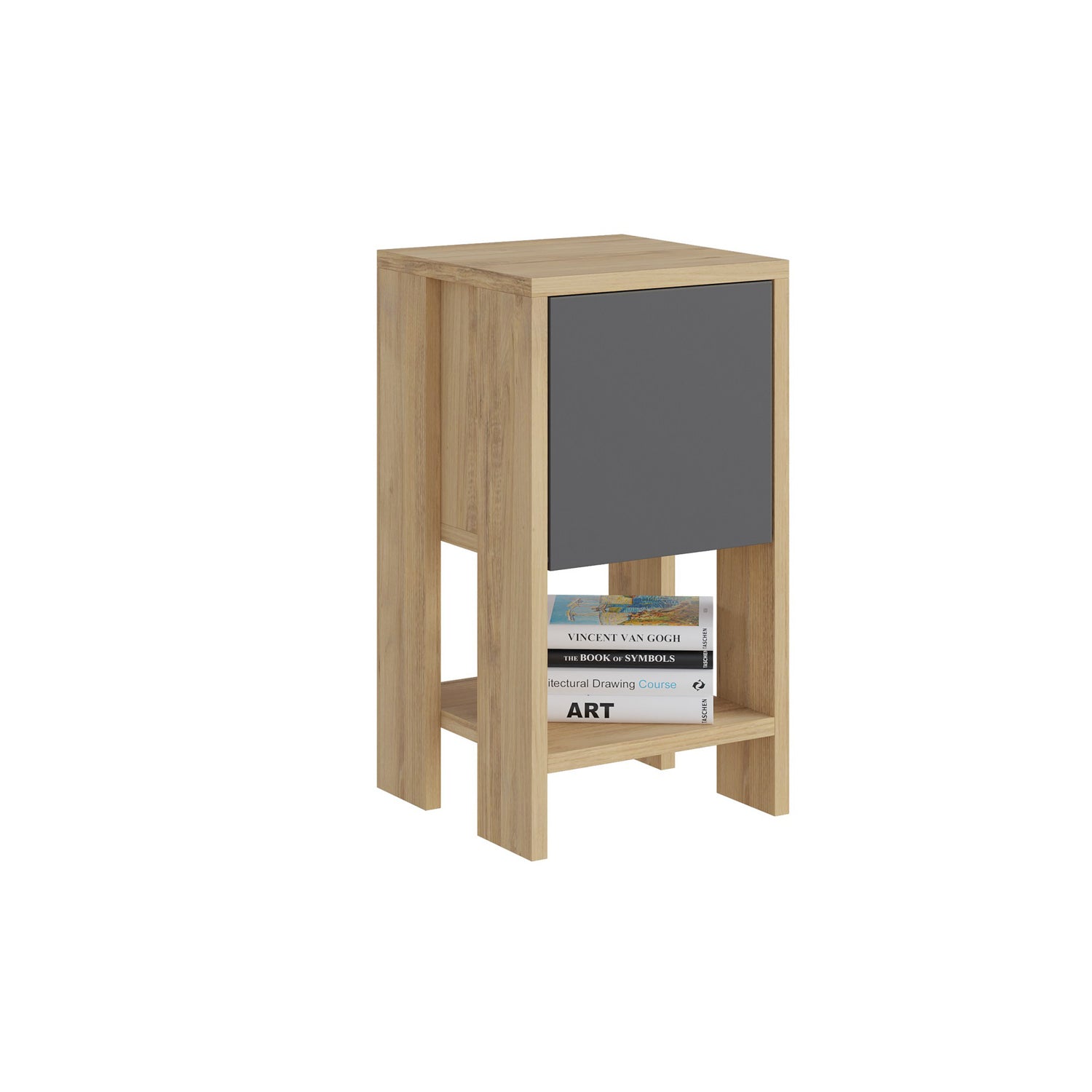 Ema - Oak, Anthracite in Eiche
 Anthrazit präsentiert im Onlineshop von KAQTU Design AG. Nachttisch ist von Hanah Home