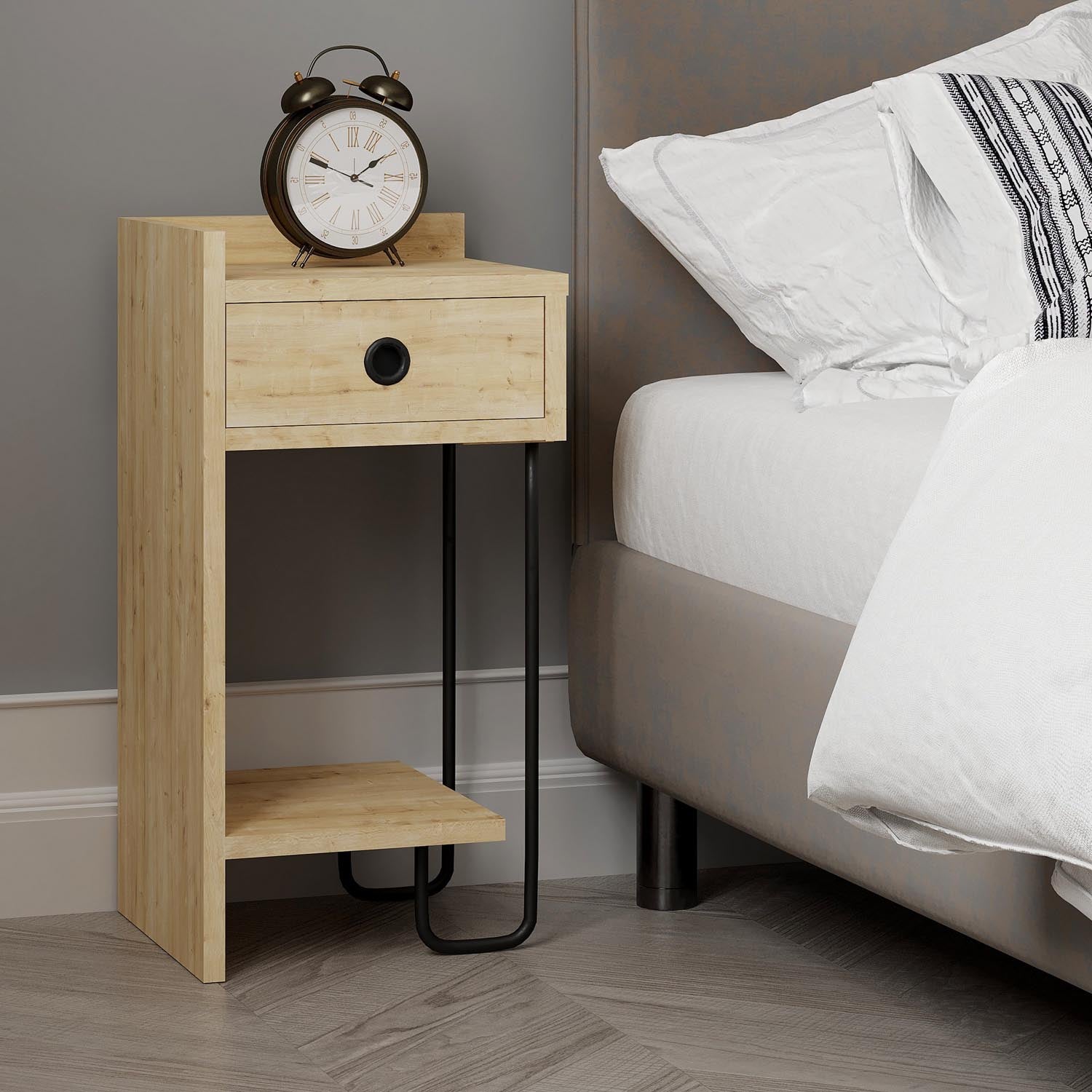 Sirius Left - Oak v2 in Eiche präsentiert im Onlineshop von KAQTU Design AG. Nachttisch ist von Hanah Home