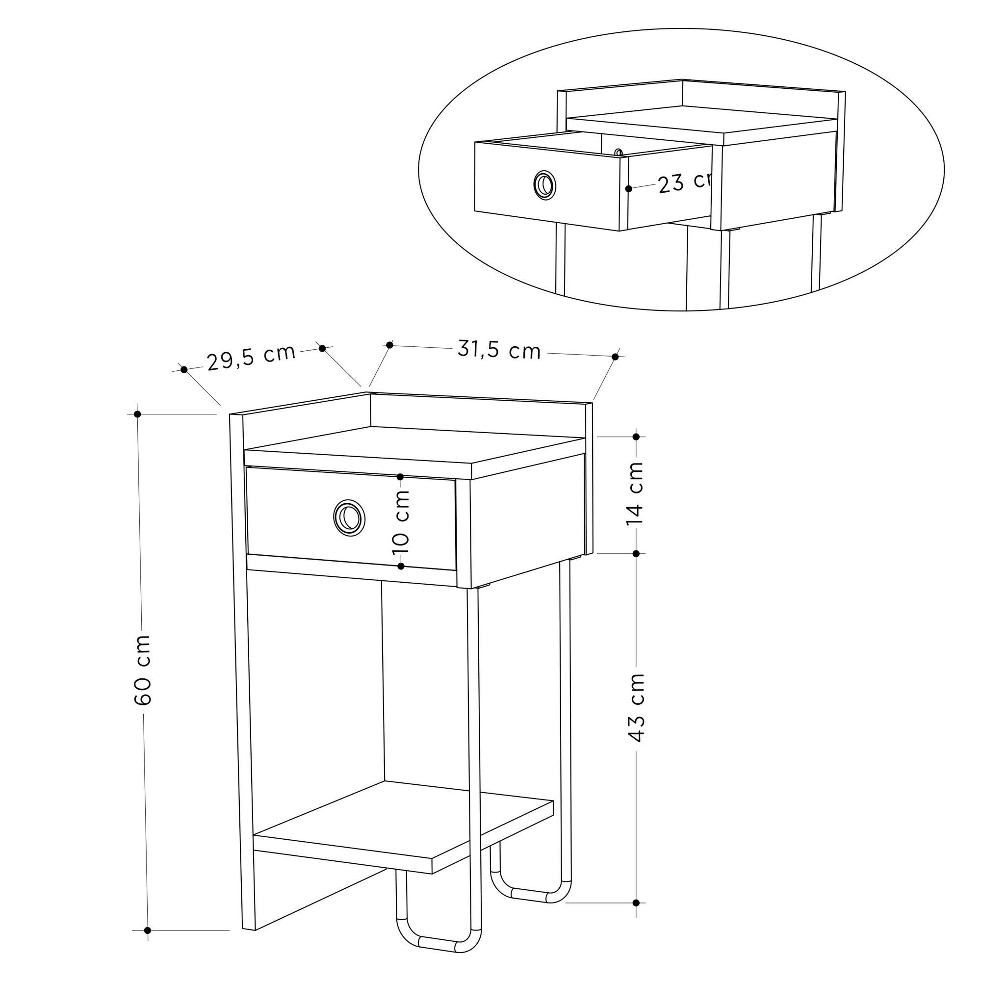 Sirius Left - Oak v2 in Eiche präsentiert im Onlineshop von KAQTU Design AG. Nachttisch ist von Hanah Home