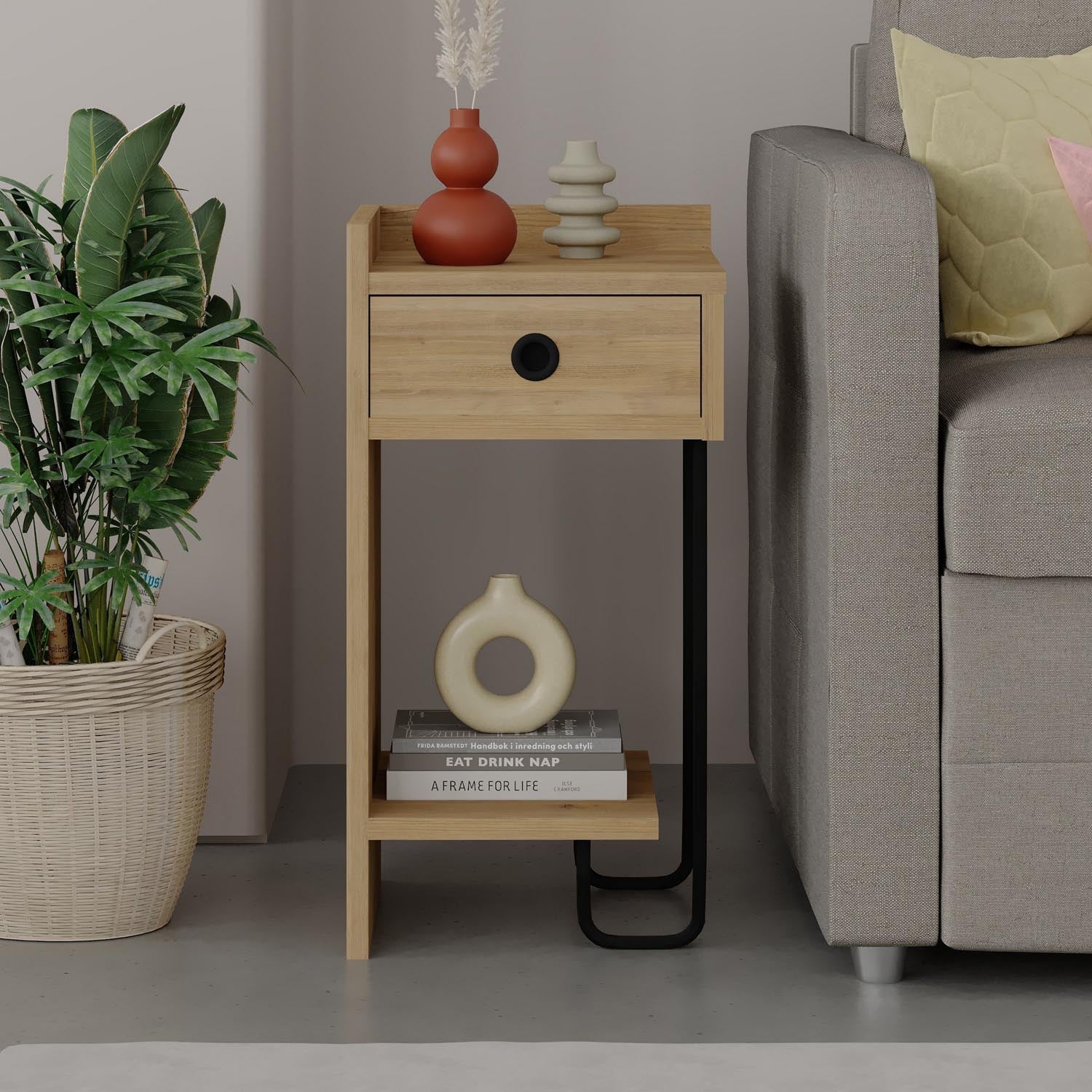 Sirius Left - Oak v2 in Eiche präsentiert im Onlineshop von KAQTU Design AG. Nachttisch ist von Hanah Home