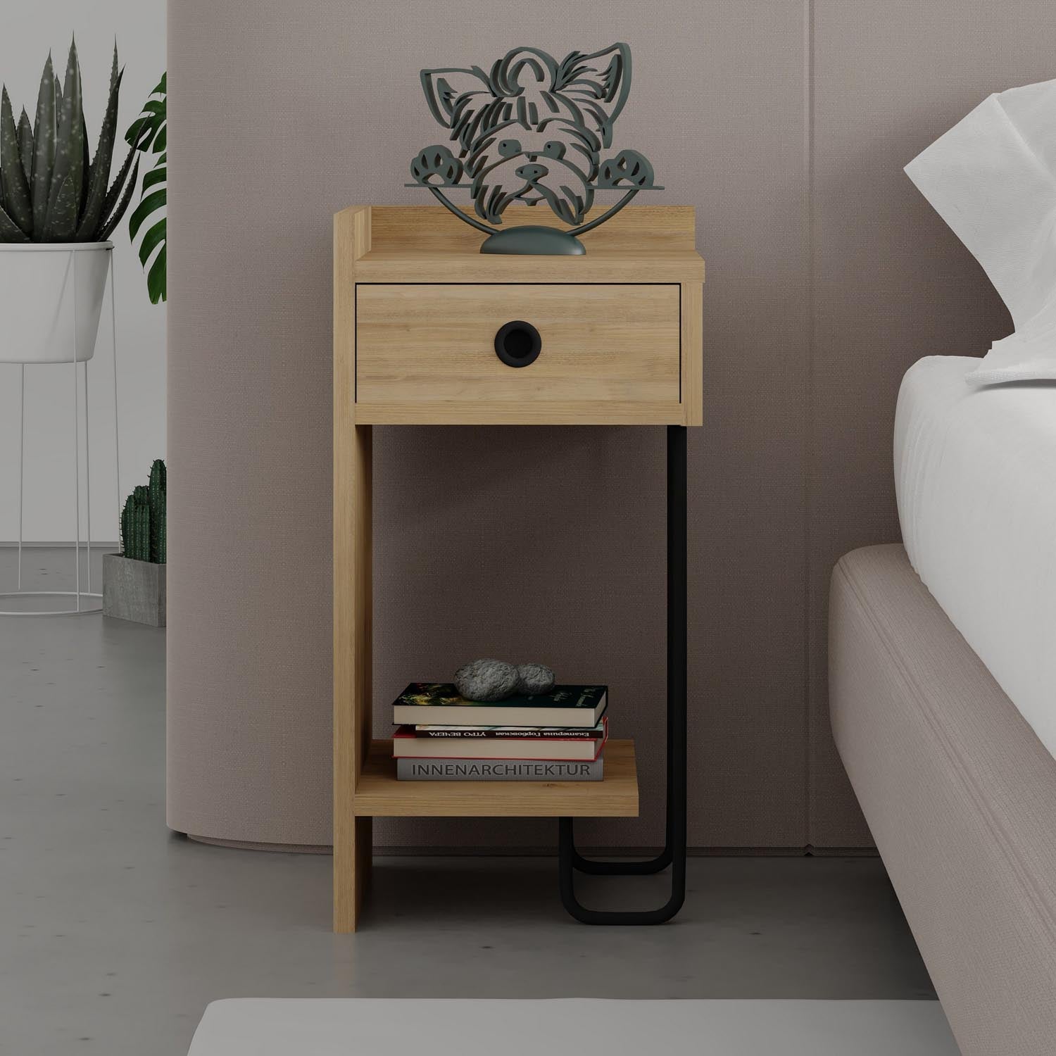 Sirius Left - Oak v2 in Eiche präsentiert im Onlineshop von KAQTU Design AG. Nachttisch ist von Hanah Home