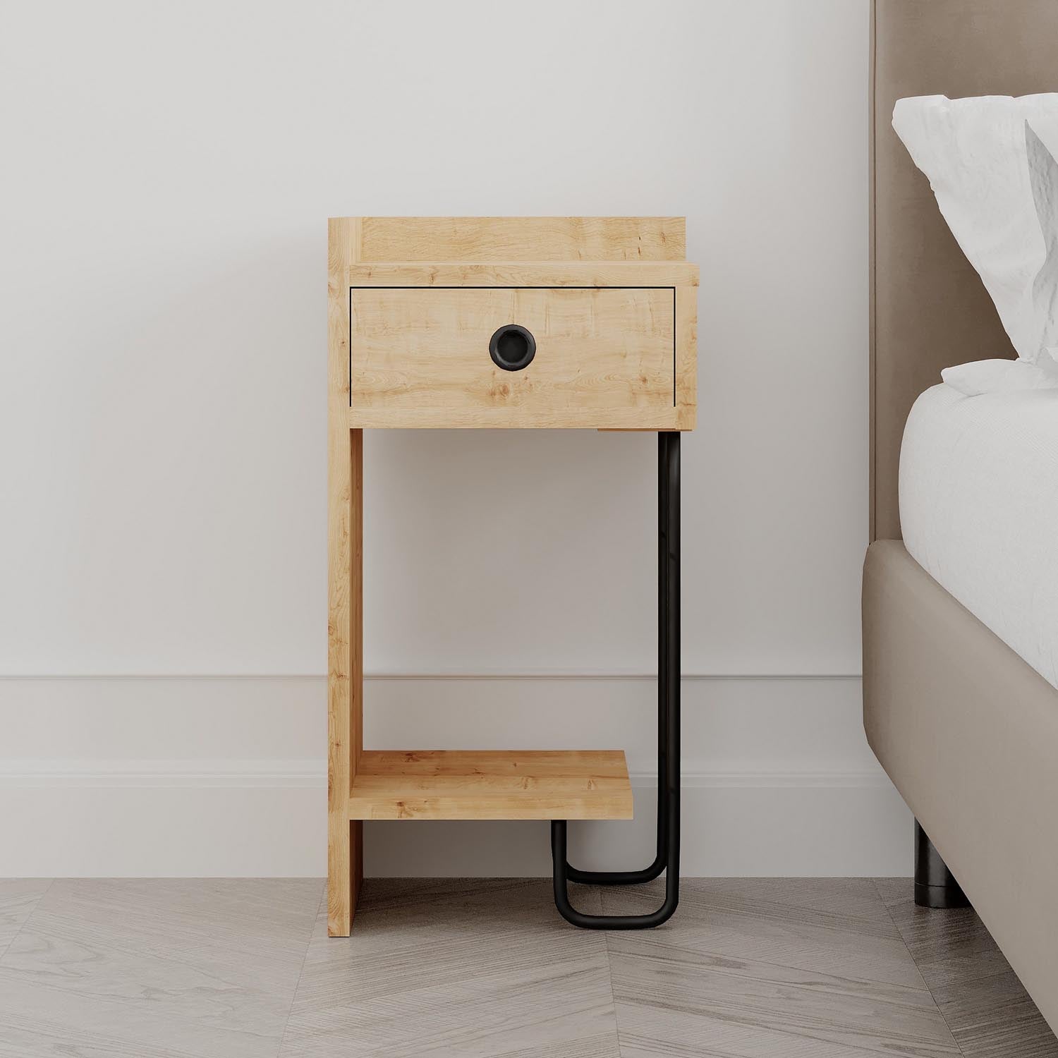 Sirius Left - Oak v2 in Eiche präsentiert im Onlineshop von KAQTU Design AG. Nachttisch ist von Hanah Home
