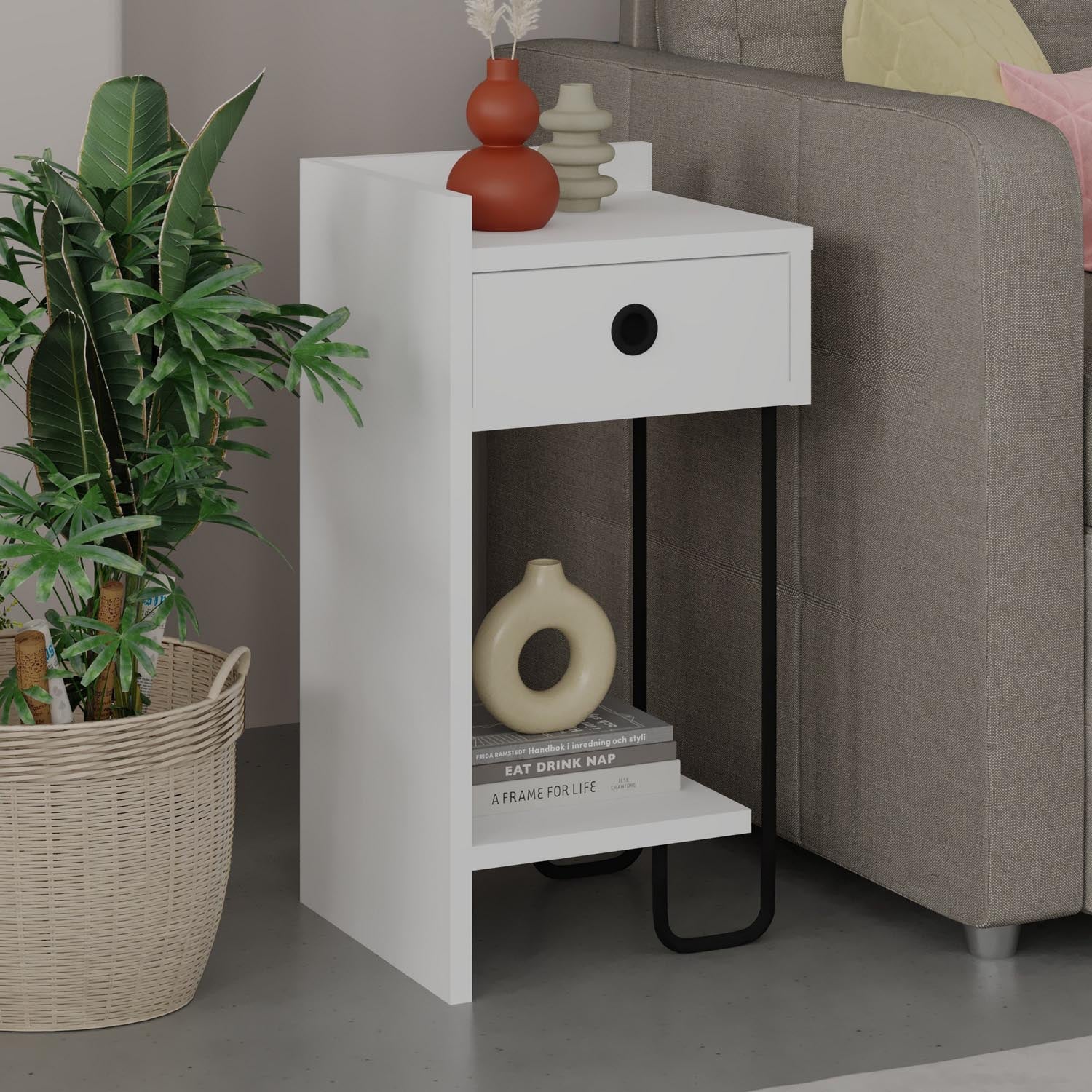 Sirius Left - White v2 in Weiss präsentiert im Onlineshop von KAQTU Design AG. Nachttisch ist von Hanah Home