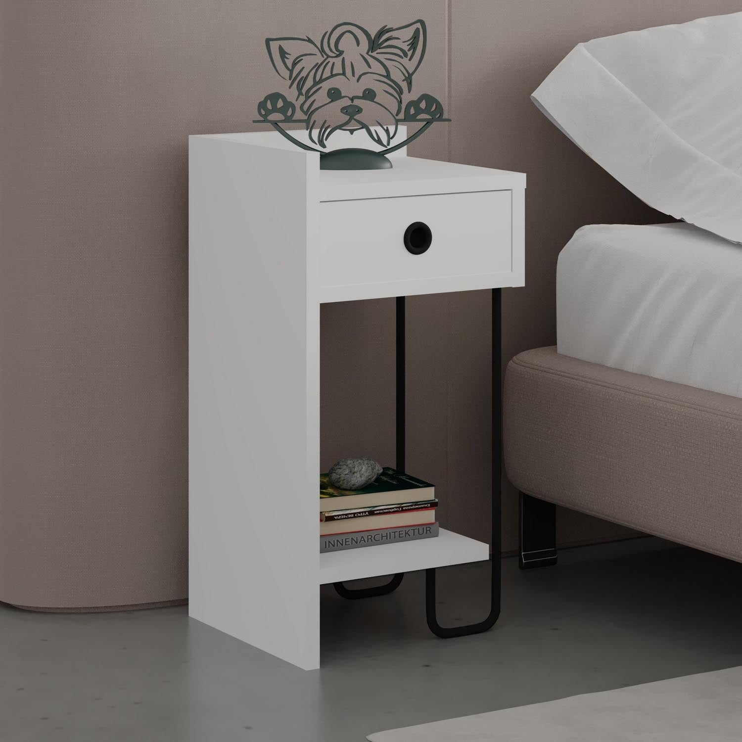 Sirius Left - White v2 in Weiss präsentiert im Onlineshop von KAQTU Design AG. Nachttisch ist von Hanah Home