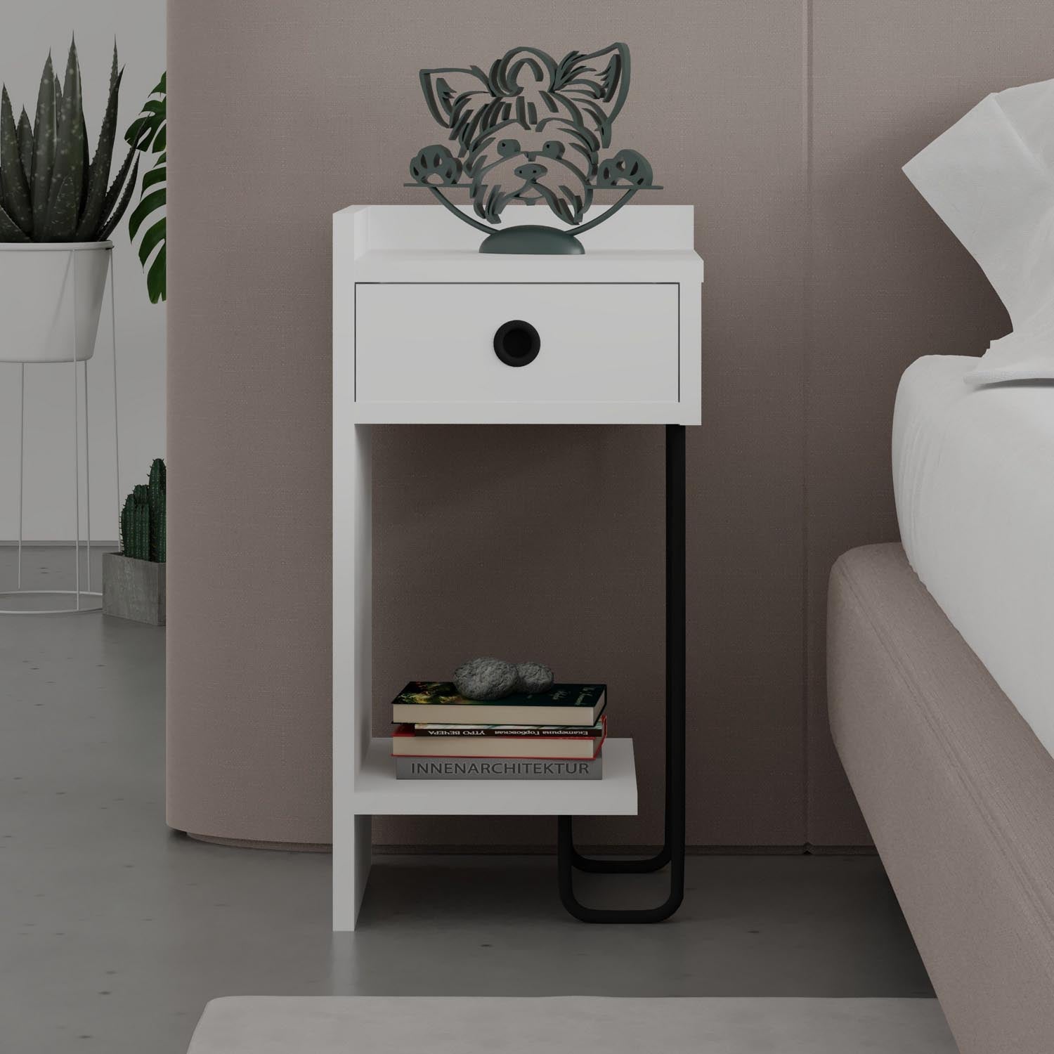 Sirius Left - White v2 in Weiss präsentiert im Onlineshop von KAQTU Design AG. Nachttisch ist von Hanah Home