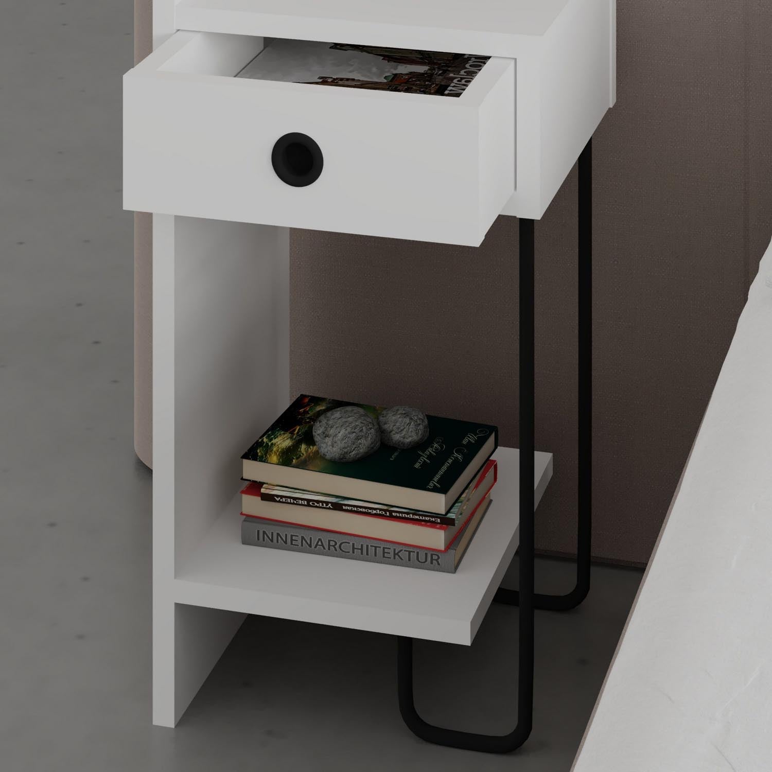 Sirius Left - White v2 in Weiss präsentiert im Onlineshop von KAQTU Design AG. Nachttisch ist von Hanah Home
