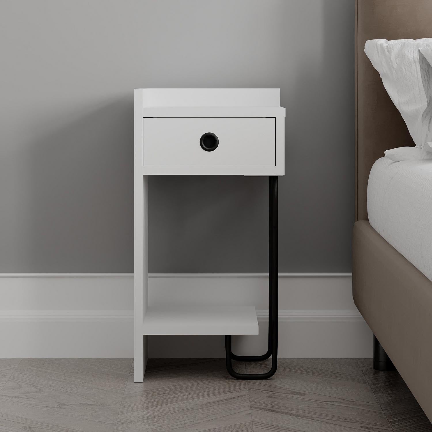 Sirius Left - White v2 in Weiss präsentiert im Onlineshop von KAQTU Design AG. Nachttisch ist von Hanah Home