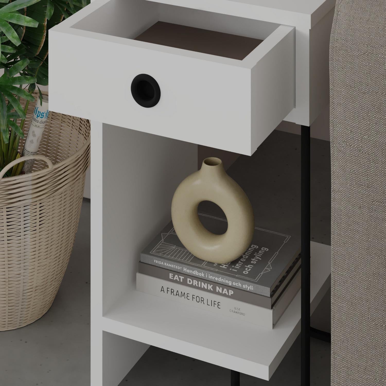 Sirius Left - White v2 in Weiss präsentiert im Onlineshop von KAQTU Design AG. Nachttisch ist von Hanah Home