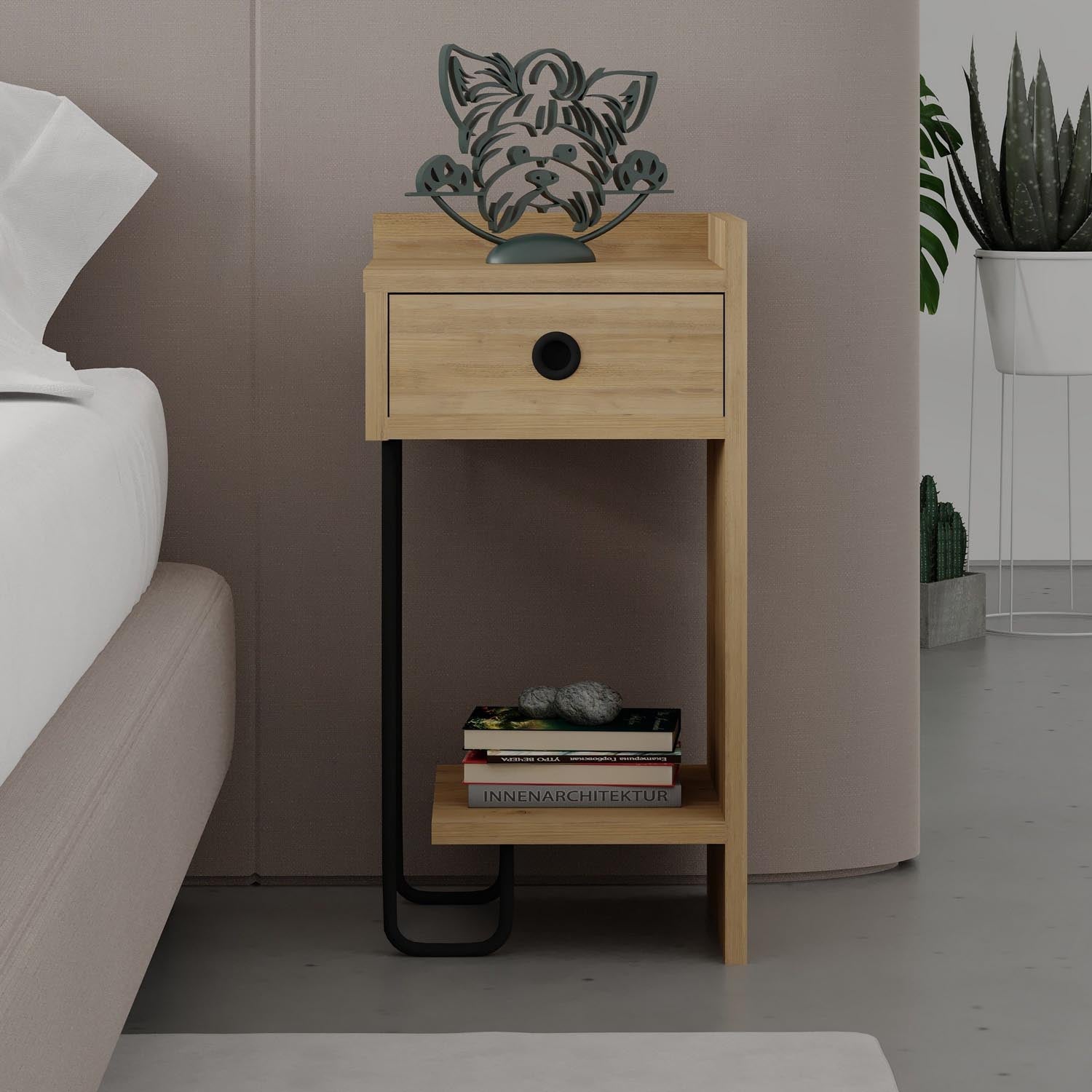 Sirius Right - Oak in Eiche präsentiert im Onlineshop von KAQTU Design AG. Nachttisch ist von Hanah Home