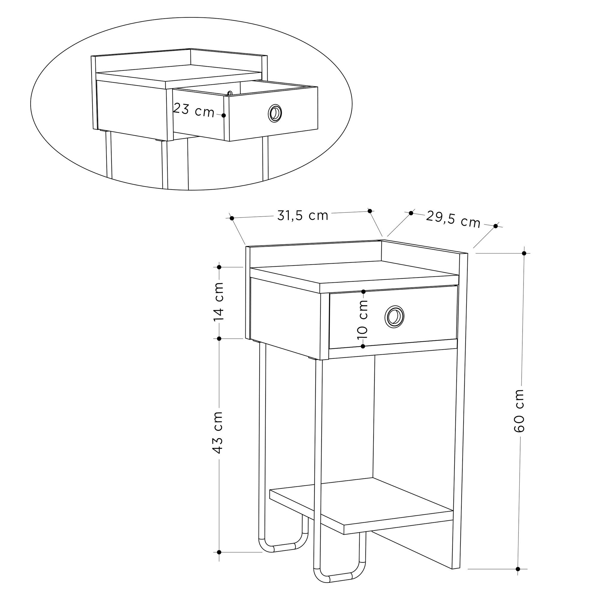 Sirius Right - White in Weiss präsentiert im Onlineshop von KAQTU Design AG. Nachttisch ist von Hanah Home