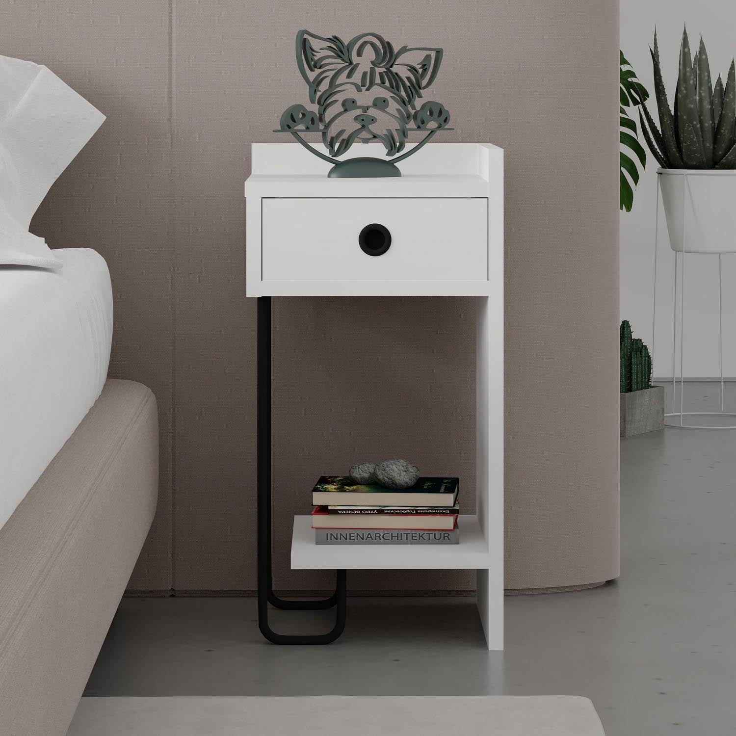 Sirius Right - White in Weiss präsentiert im Onlineshop von KAQTU Design AG. Nachttisch ist von Hanah Home