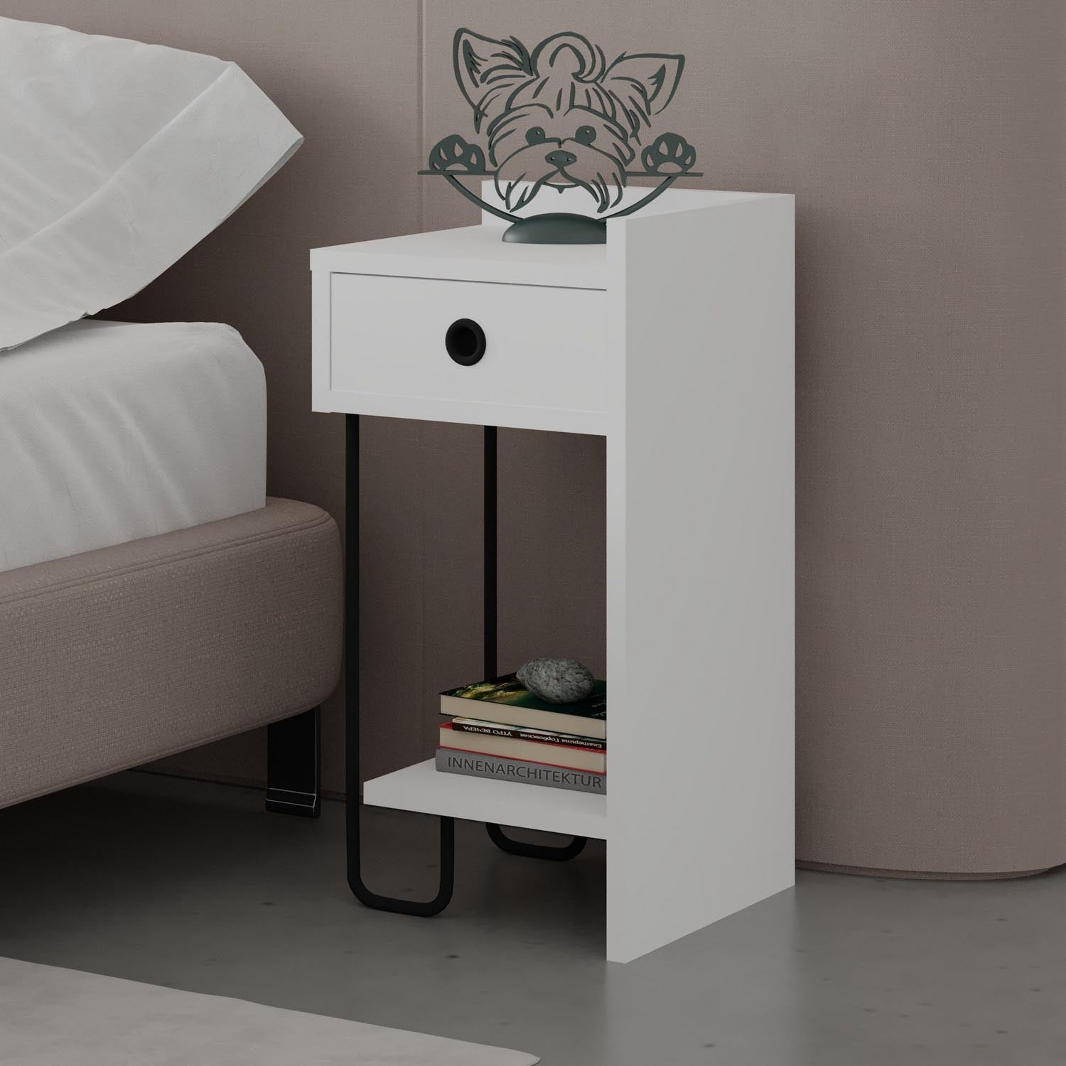 Sirius Right - White in Weiss präsentiert im Onlineshop von KAQTU Design AG. Nachttisch ist von Hanah Home