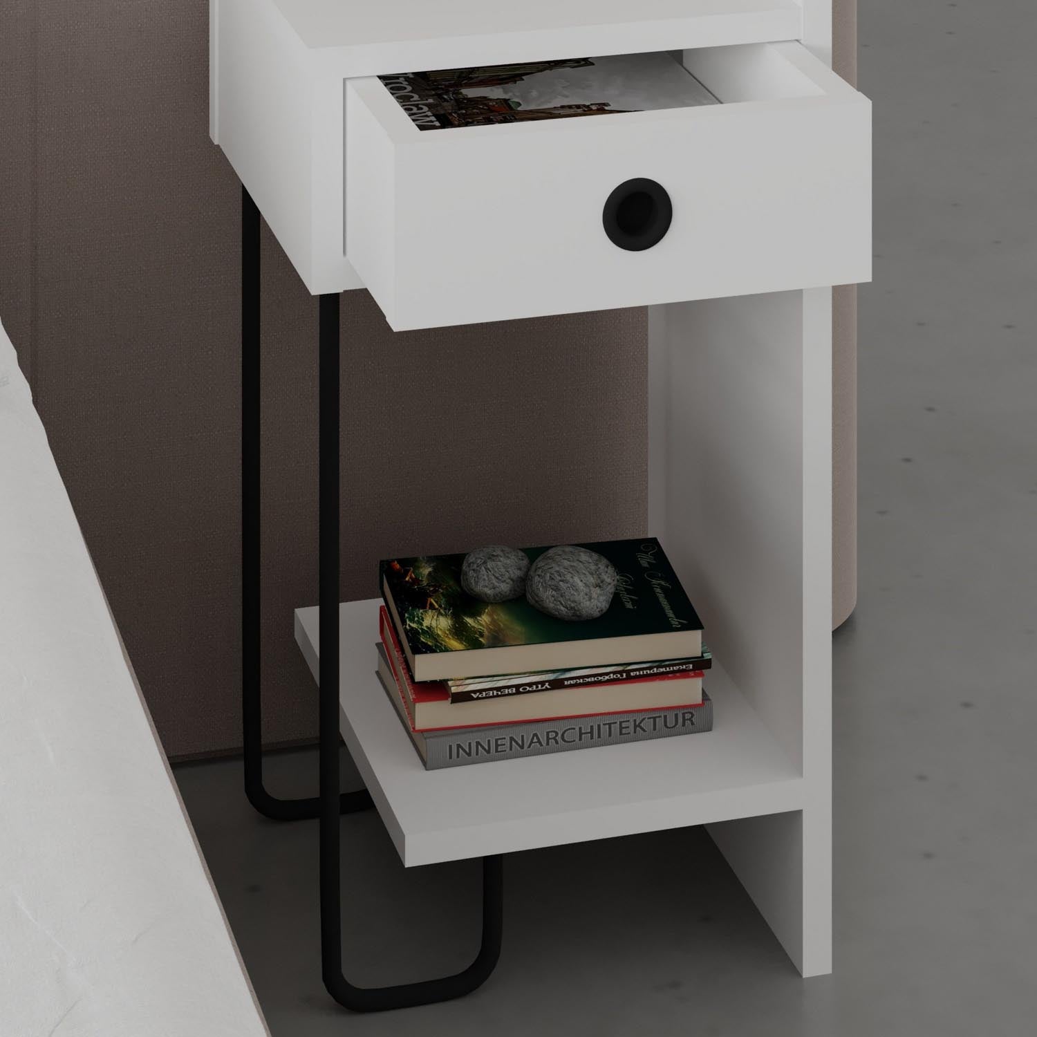 Sirius Right - White in Weiss präsentiert im Onlineshop von KAQTU Design AG. Nachttisch ist von Hanah Home