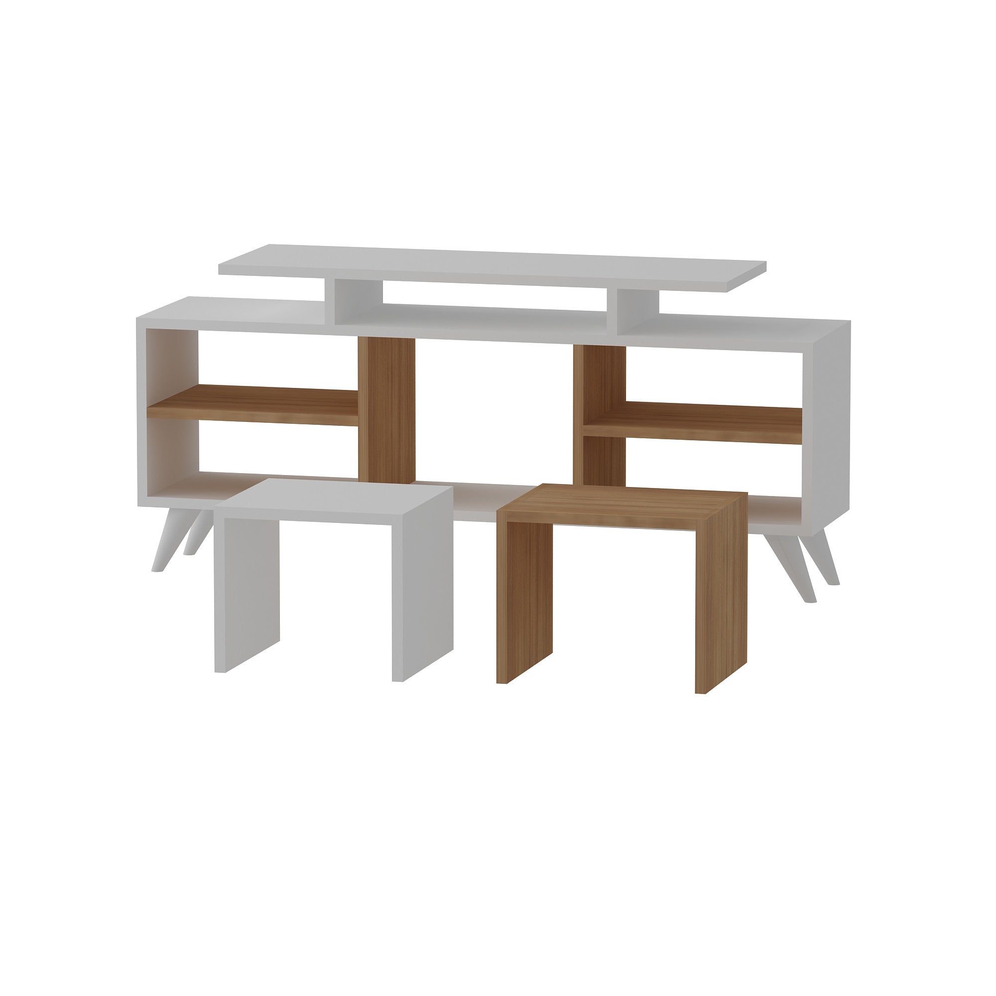 Kutay - White, Teak in Weiss
 Teak präsentiert im Onlineshop von KAQTU Design AG. TV-Möbel ist von Hanah Home