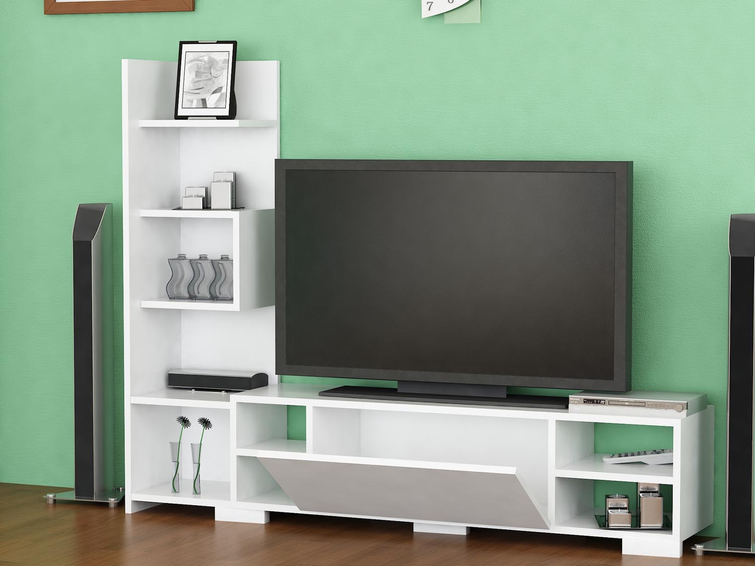 Pera - White in Weiss präsentiert im Onlineshop von KAQTU Design AG. TV-Möbel ist von Hanah Home