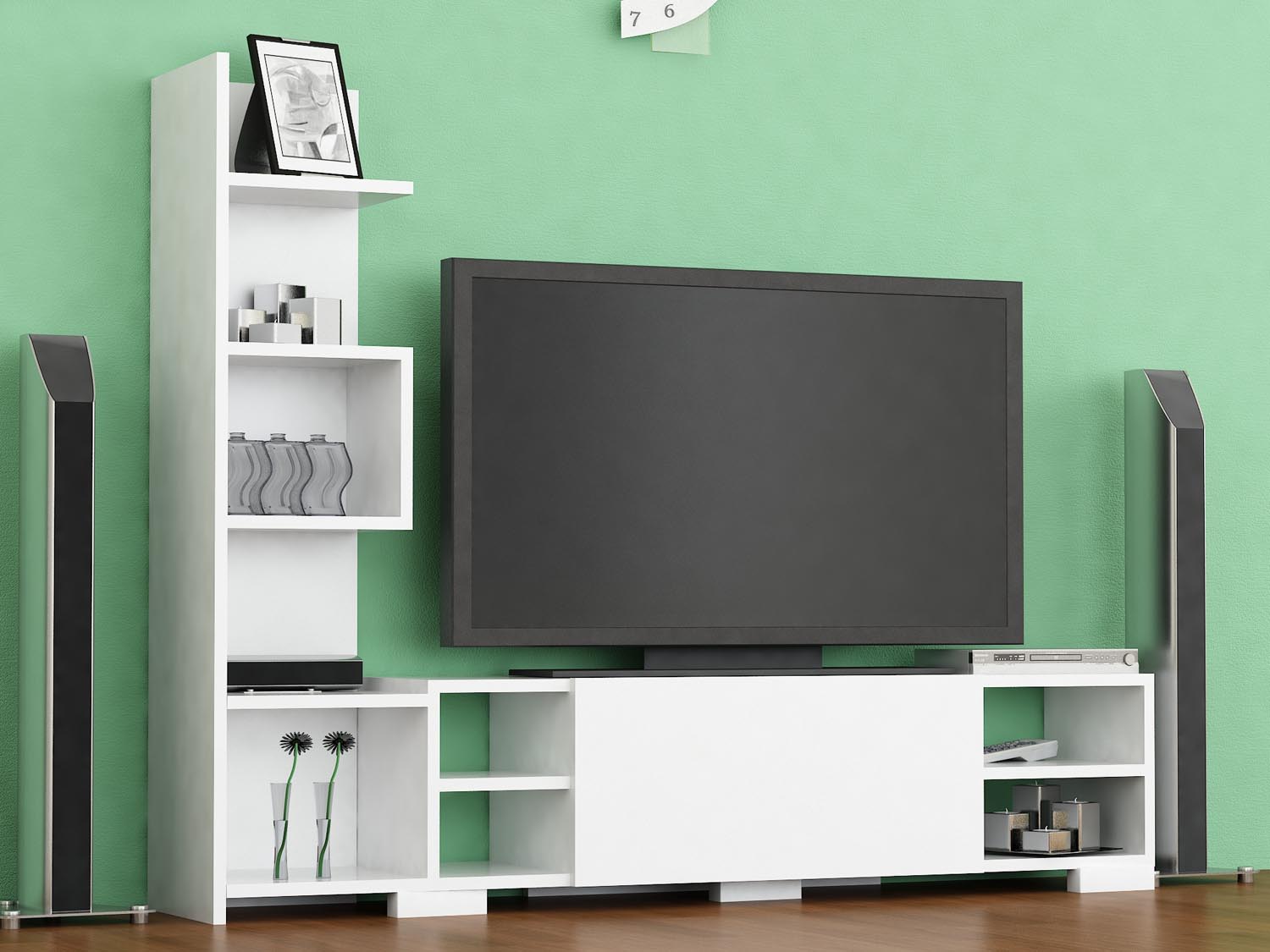Pera - White in Weiss präsentiert im Onlineshop von KAQTU Design AG. TV-Möbel ist von Hanah Home