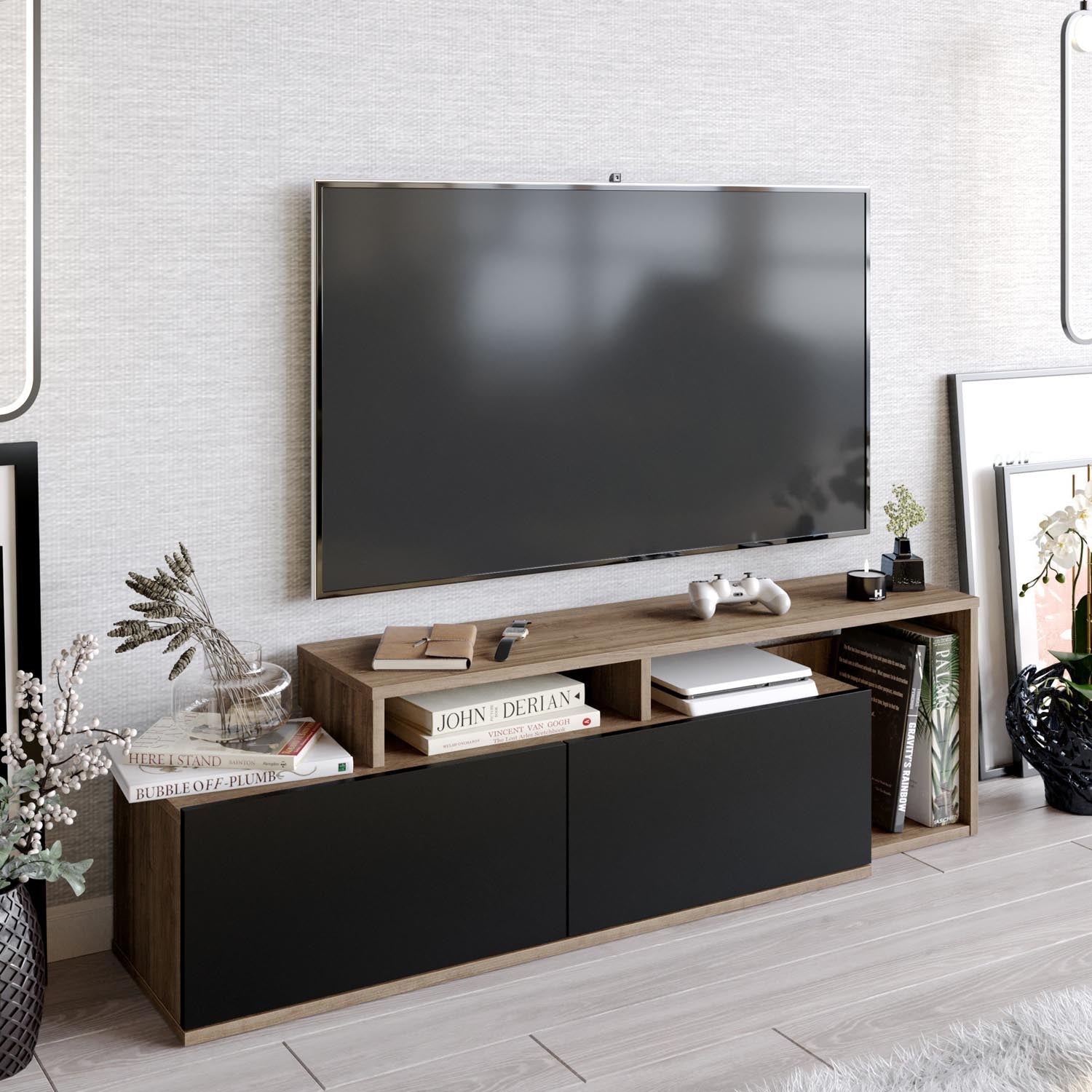 Nexera - Walnut, Black in Walnuss Schwarz präsentiert im Onlineshop von KAQTU Design AG. Sideboard ist von Hanah Home
