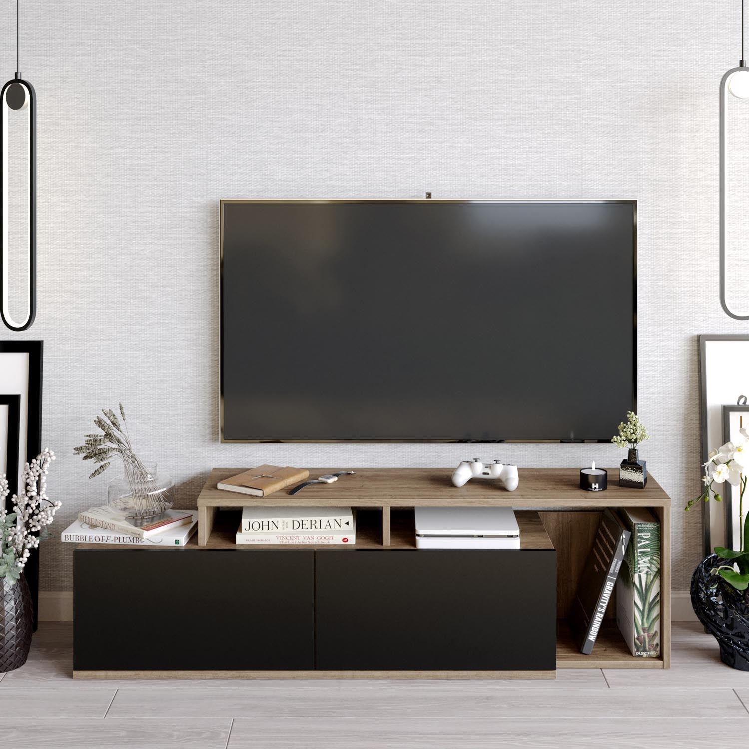 Nexera - Walnut, Black in Walnuss Schwarz präsentiert im Onlineshop von KAQTU Design AG. Sideboard ist von Hanah Home