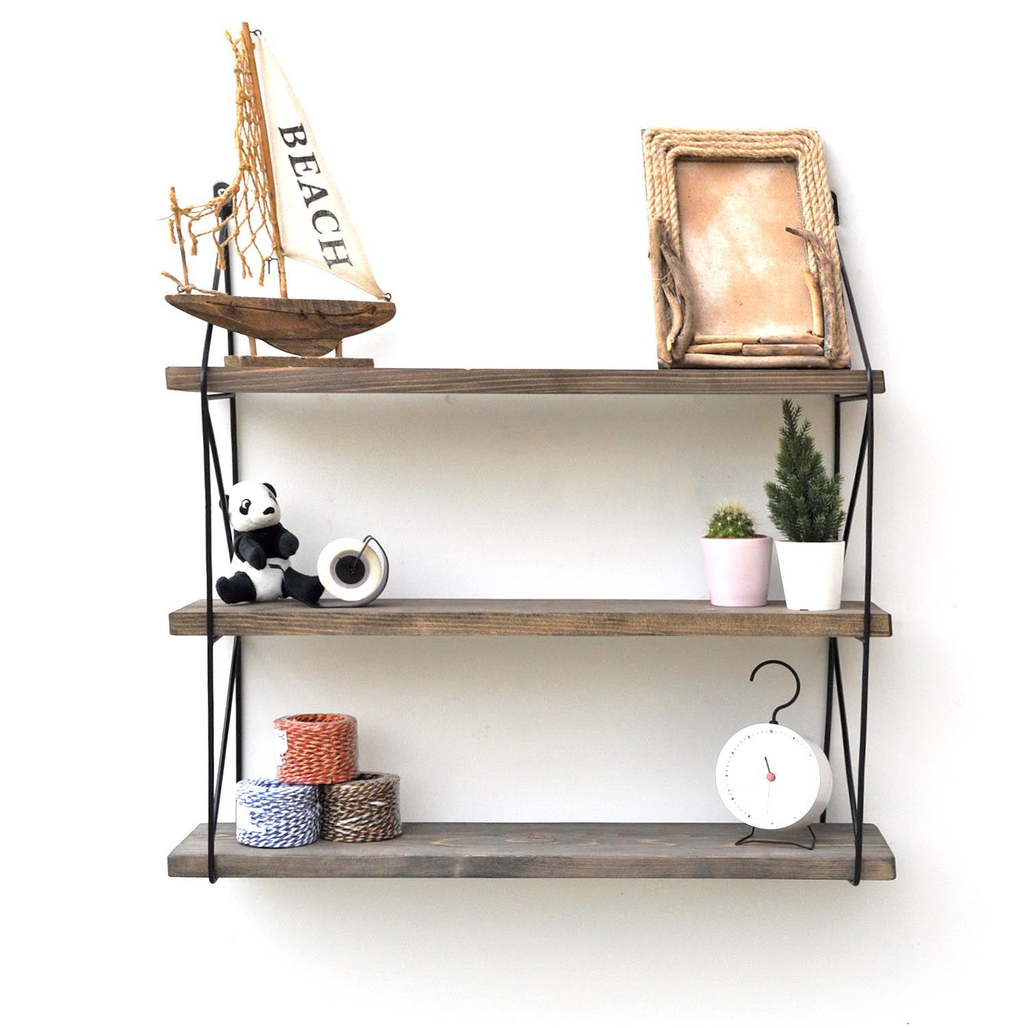 Wr040 in Walnuss Schwarz präsentiert im Onlineshop von KAQTU Design AG. Wandregal ist von Hanah Home