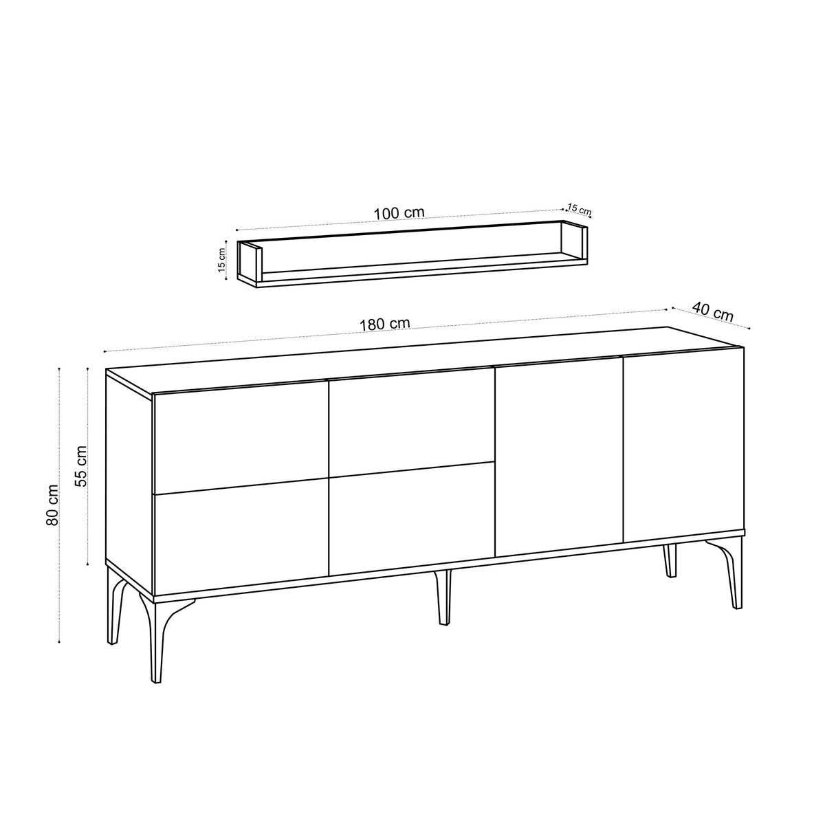 Stella High-Sideboard - Travertin in Travertin präsentiert im Onlineshop von KAQTU Design AG. High-Sideboard ist von Hanah Home