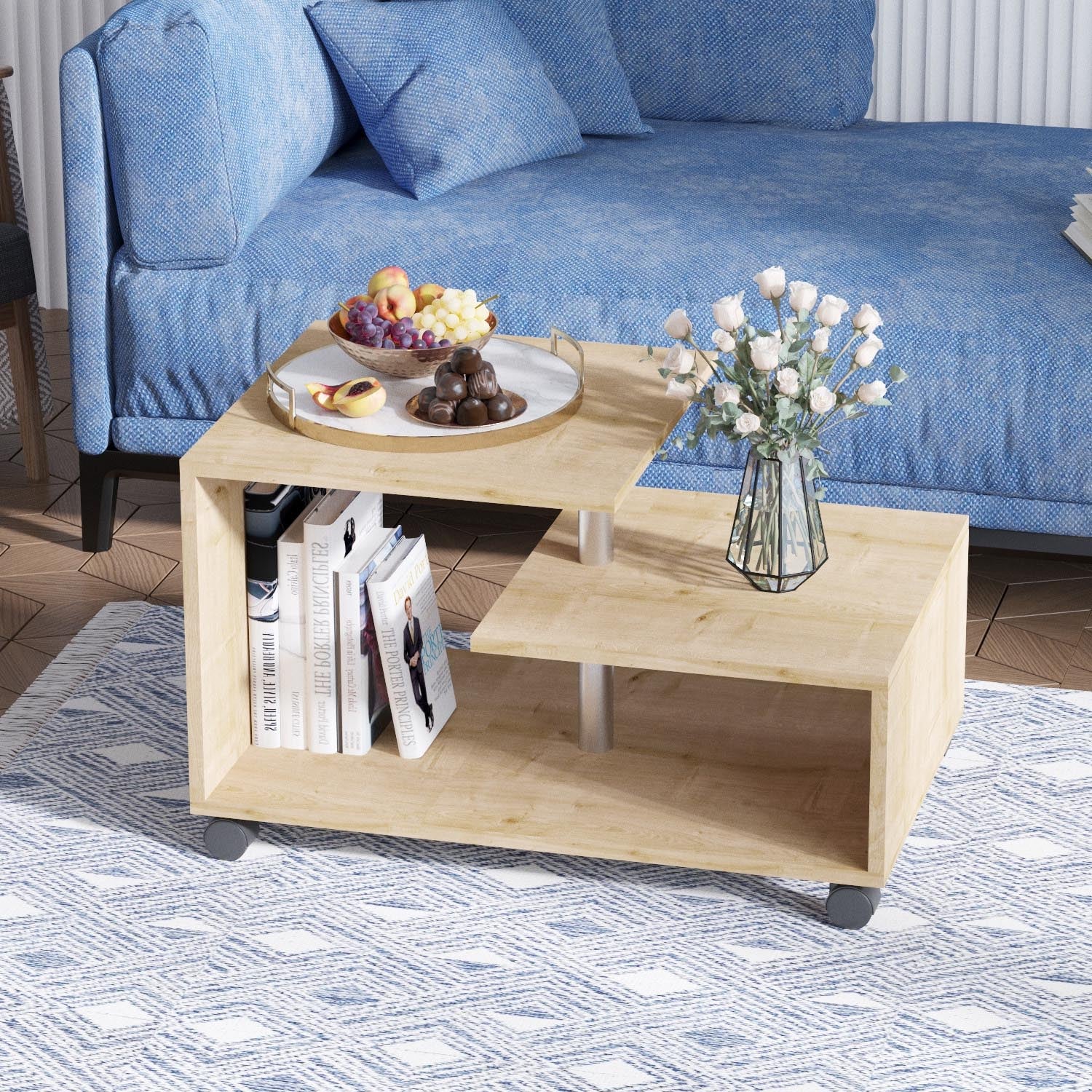 Karanfil - Sapphire Oak in Saphir- Eiche präsentiert im Onlineshop von KAQTU Design AG. Beistelltisch ist von Hanah Home
