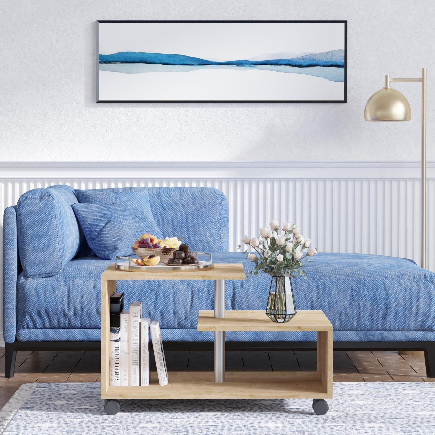 Karanfil - Sapphire Oak in Saphir- Eiche präsentiert im Onlineshop von KAQTU Design AG. Beistelltisch ist von Hanah Home