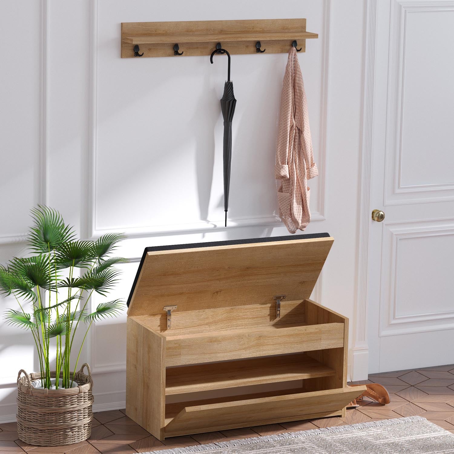 Boby in Eiche Schwarz präsentiert im Onlineshop von KAQTU Design AG. Garderobe ist von Hanah Home