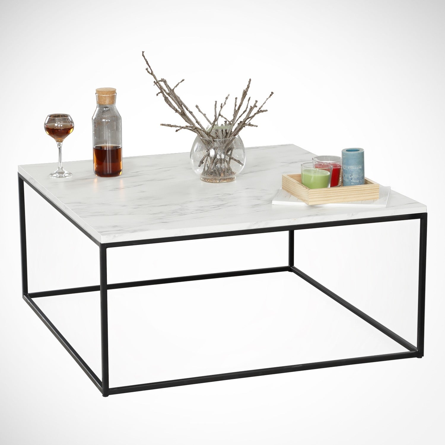 Poly - Marmo in Weiss Schwarz präsentiert im Onlineshop von KAQTU Design AG. Beistelltisch ist von Hanah Home