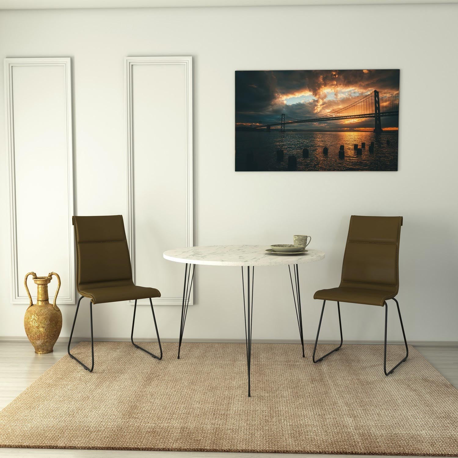 Sandalf - Marmo in Schwarz Weiss präsentiert im Onlineshop von KAQTU Design AG. Esstisch ist von Hanah Home