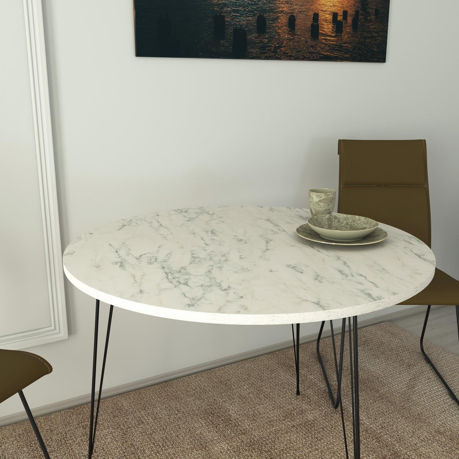 Sandalf - Marmo in Schwarz Weiss präsentiert im Onlineshop von KAQTU Design AG. Esstisch ist von Hanah Home