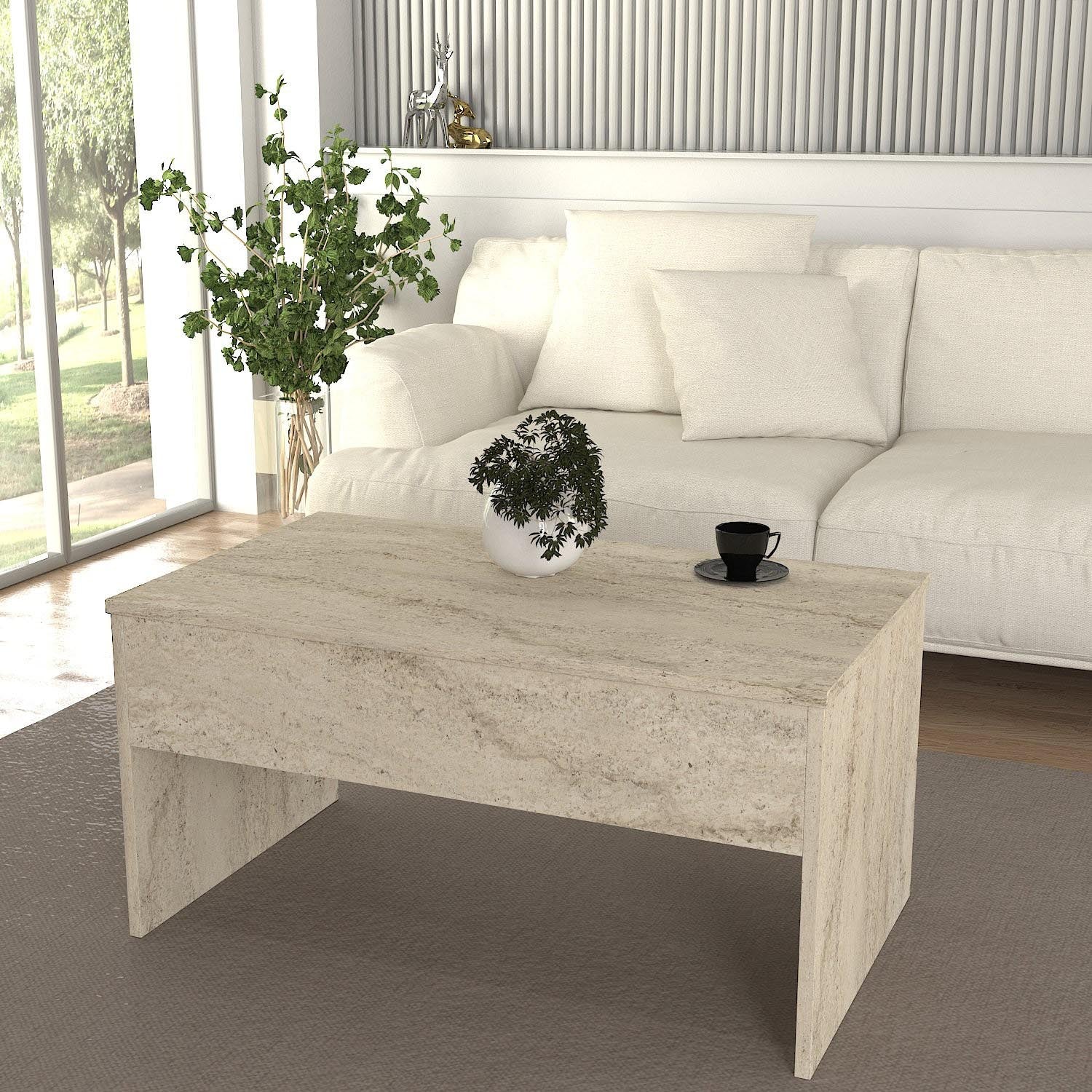 Akilli in Travertin präsentiert im Onlineshop von KAQTU Design AG. Beistelltisch ist von Hanah Home