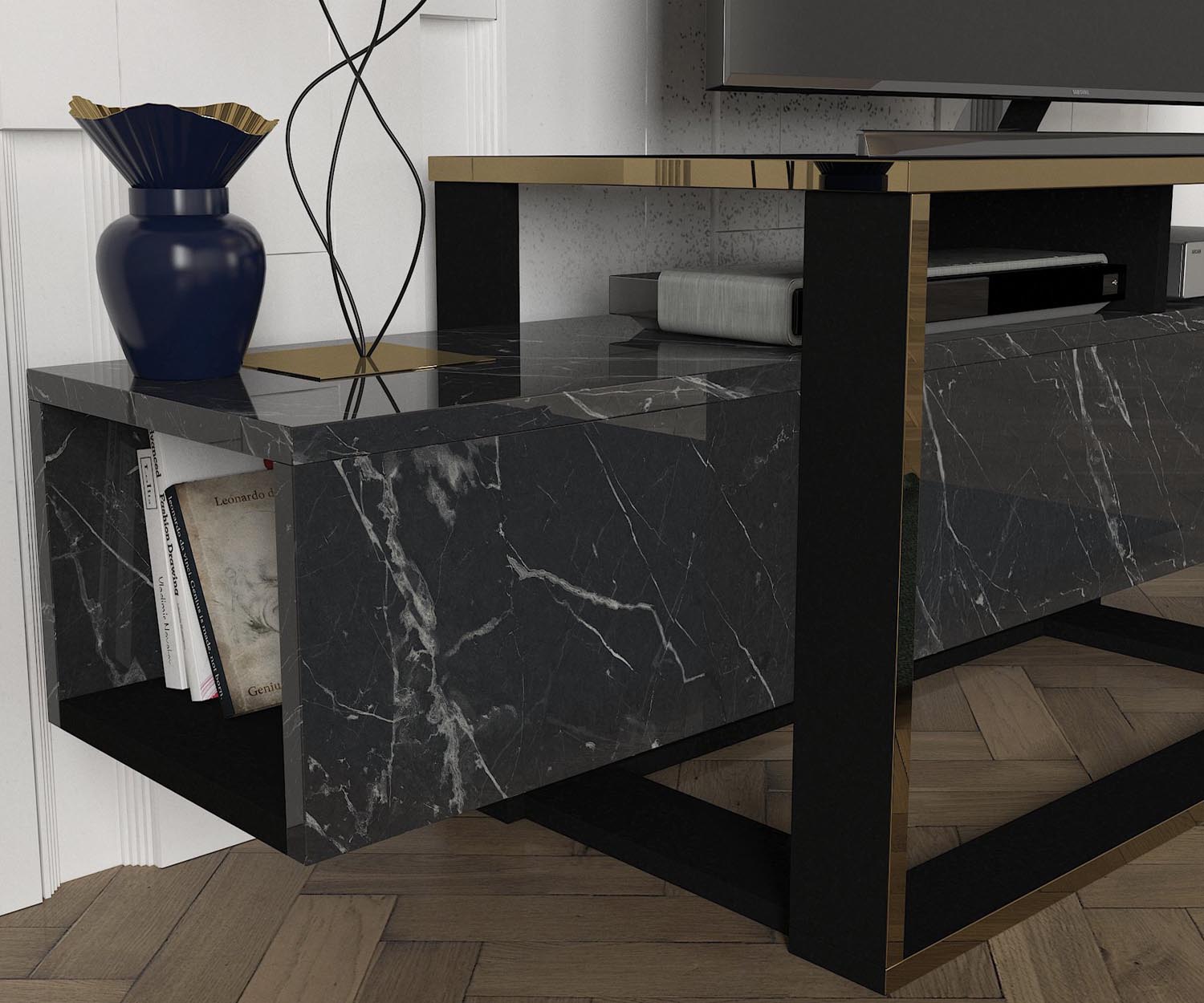 Bianco in Schwarz Gold präsentiert im Onlineshop von KAQTU Design AG. Sideboard ist von Hanah Home