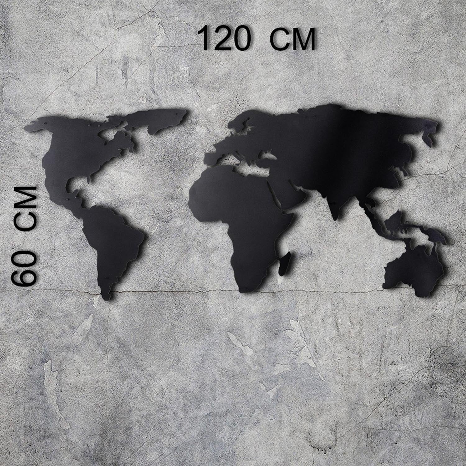 World Map Silhouette in Schwarz präsentiert im Onlineshop von KAQTU Design AG. Wanddeko ist von Wallity