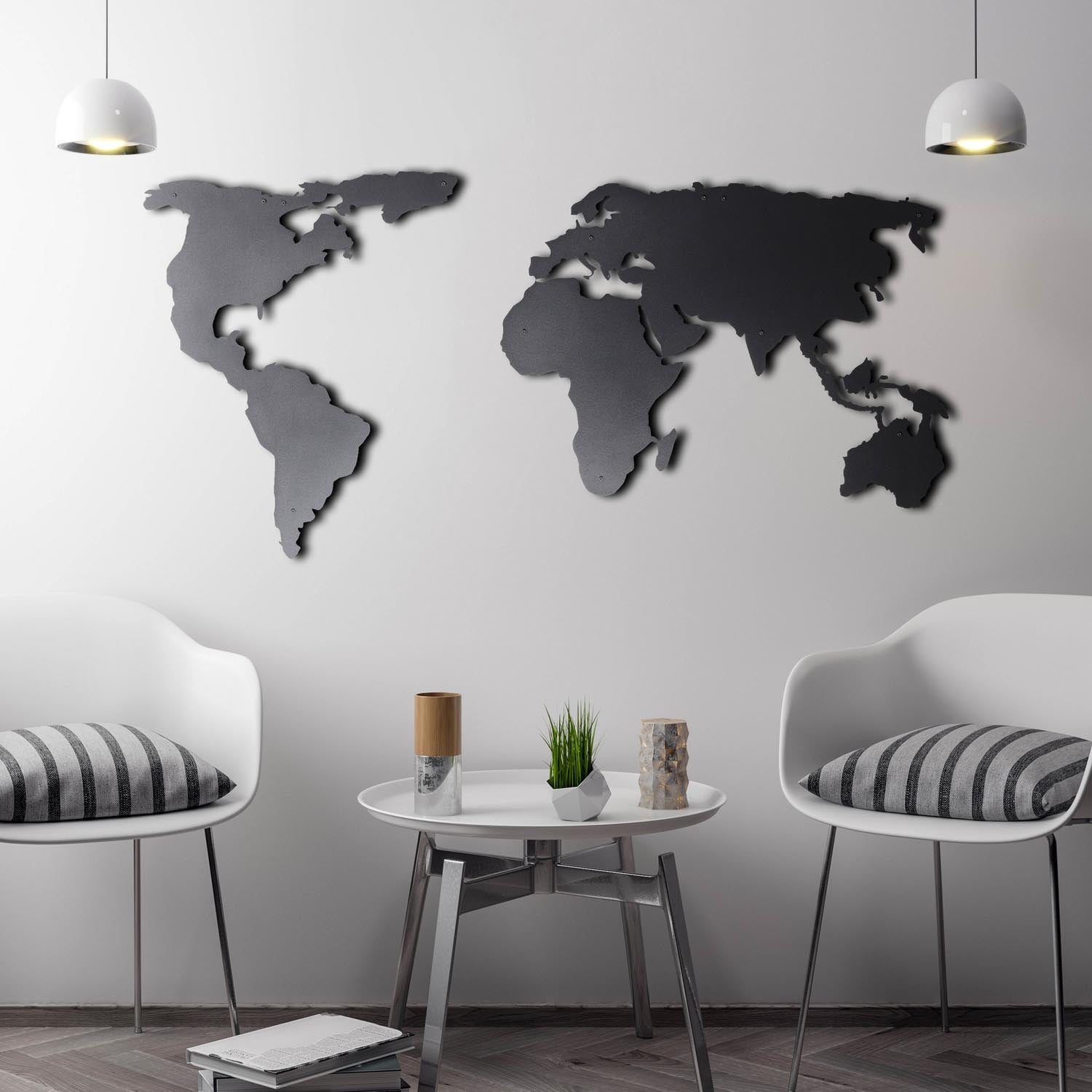 World Map Silhouette in Schwarz präsentiert im Onlineshop von KAQTU Design AG. Wanddeko ist von Wallity