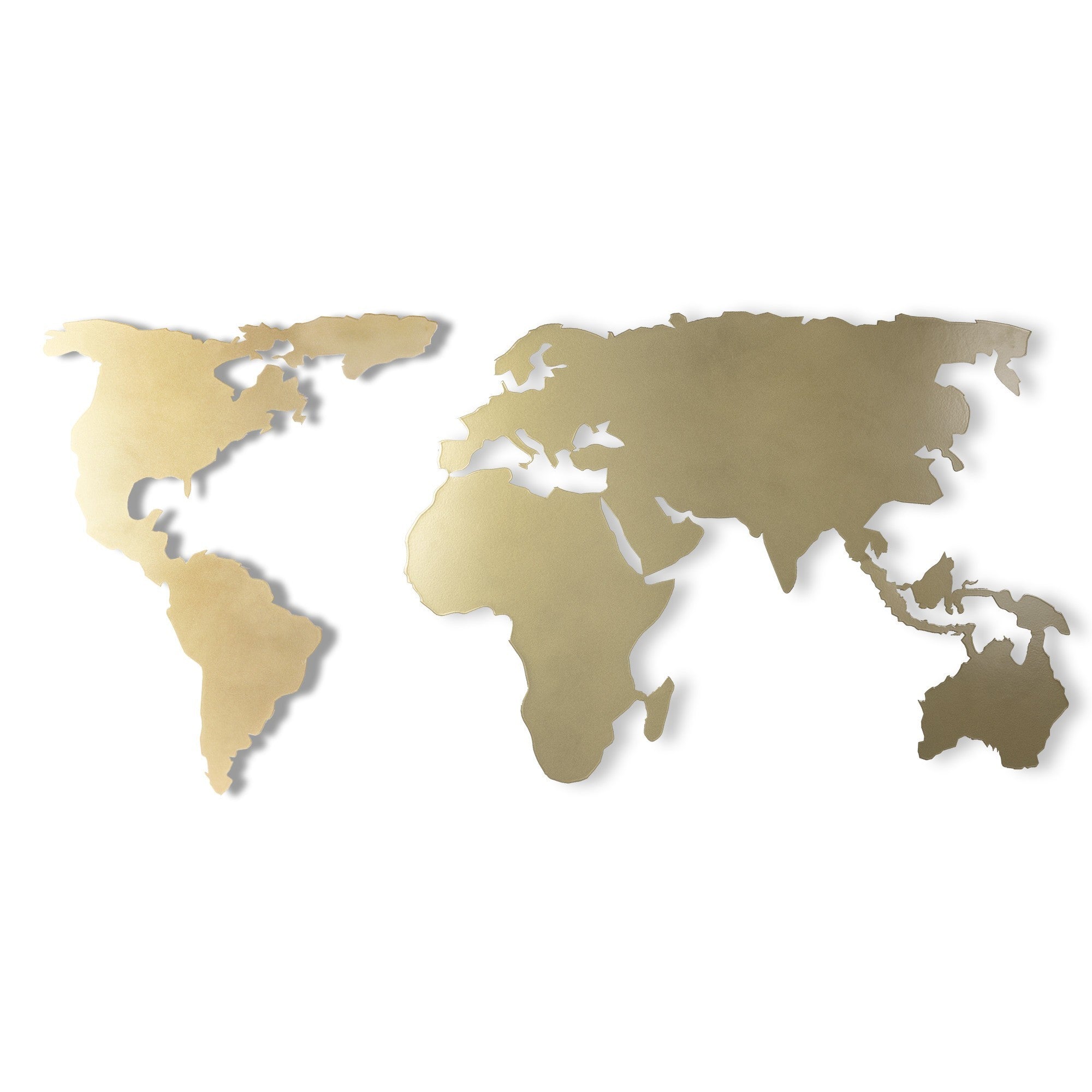 World Map Silhouette - Gold in Gold präsentiert im Onlineshop von KAQTU Design AG. Wanddeko ist von Wallity