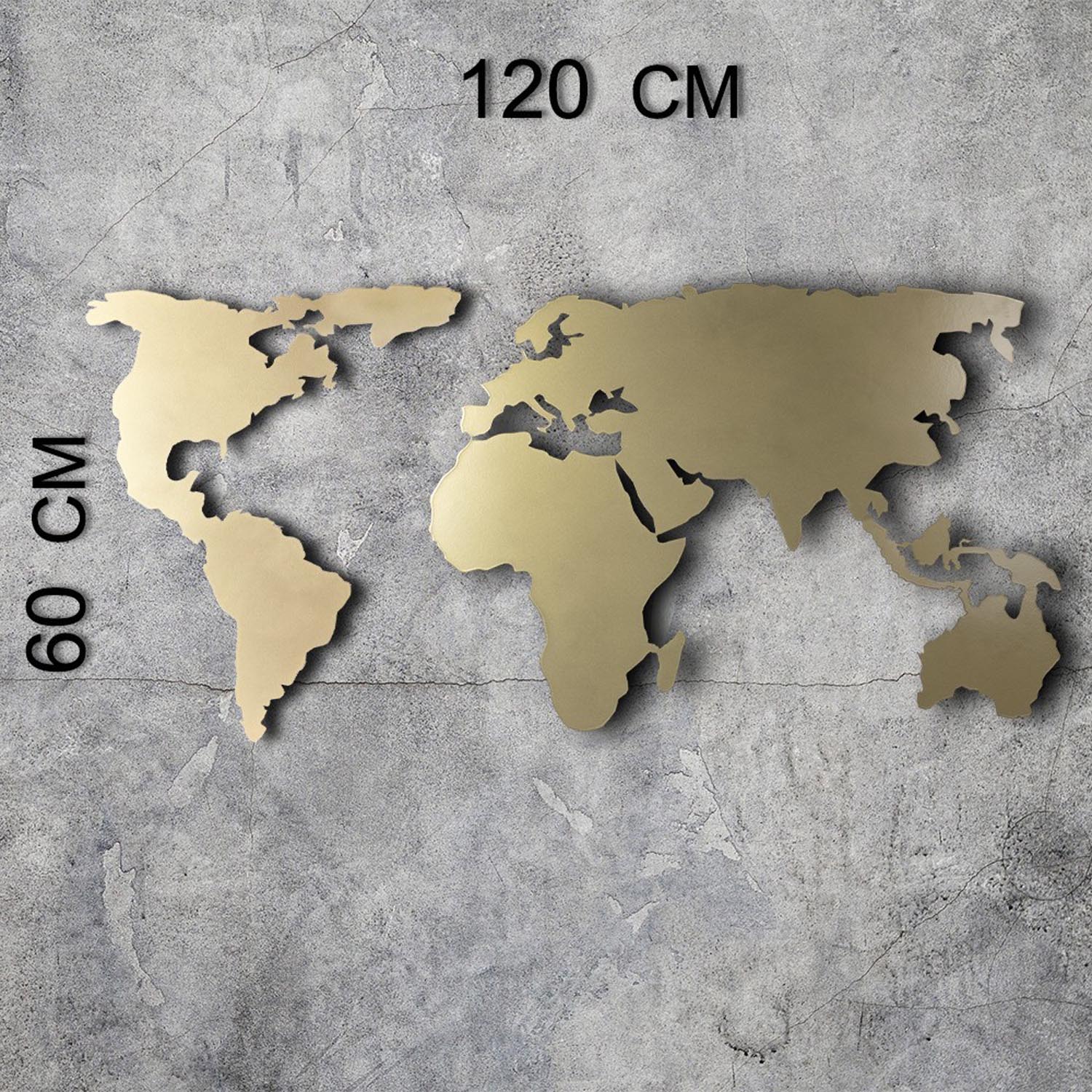 World Map Silhouette - Gold in Gold präsentiert im Onlineshop von KAQTU Design AG. Wanddeko ist von Wallity