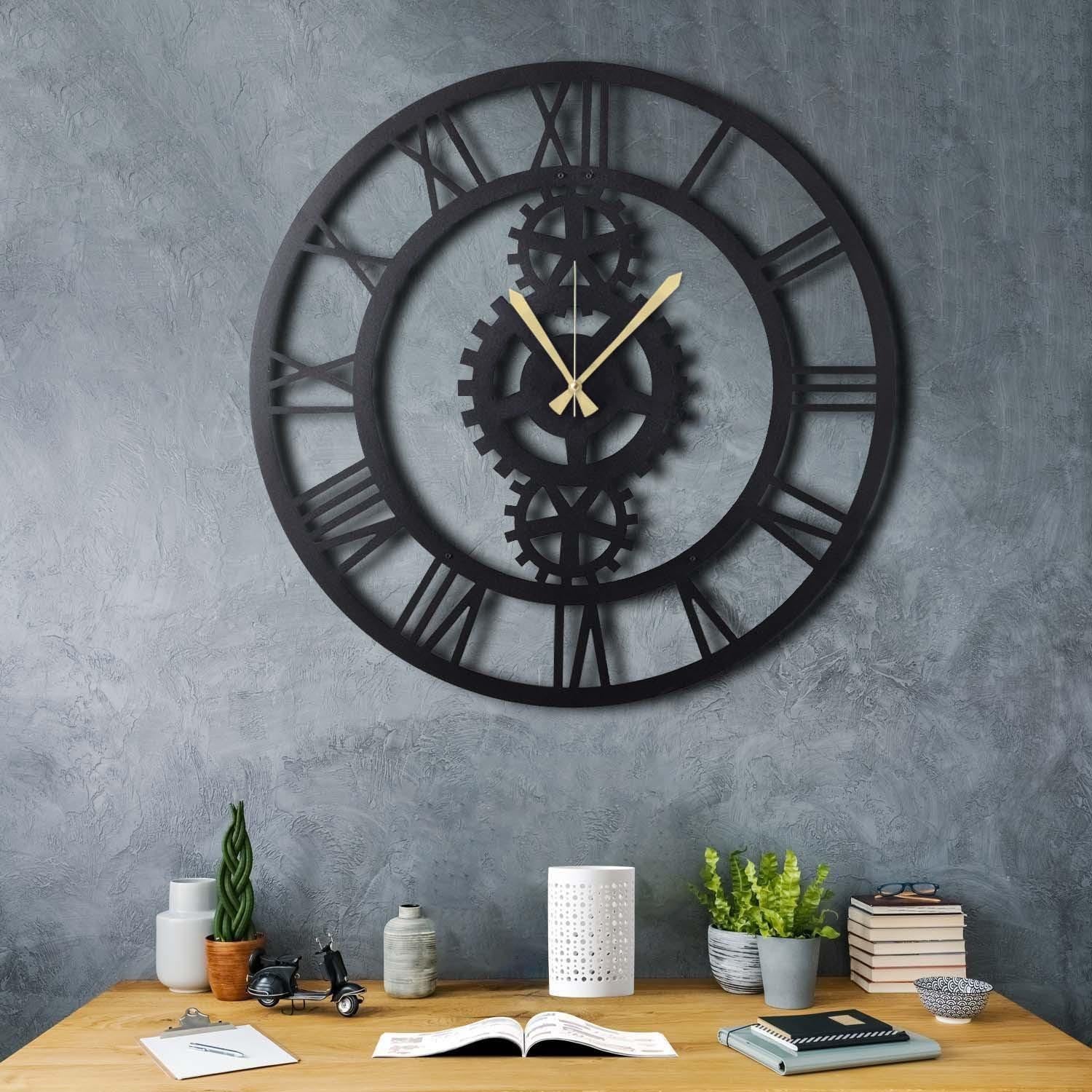 Gear XL in Schwarz präsentiert im Onlineshop von KAQTU Design AG. Wanduhr ist von Wallity