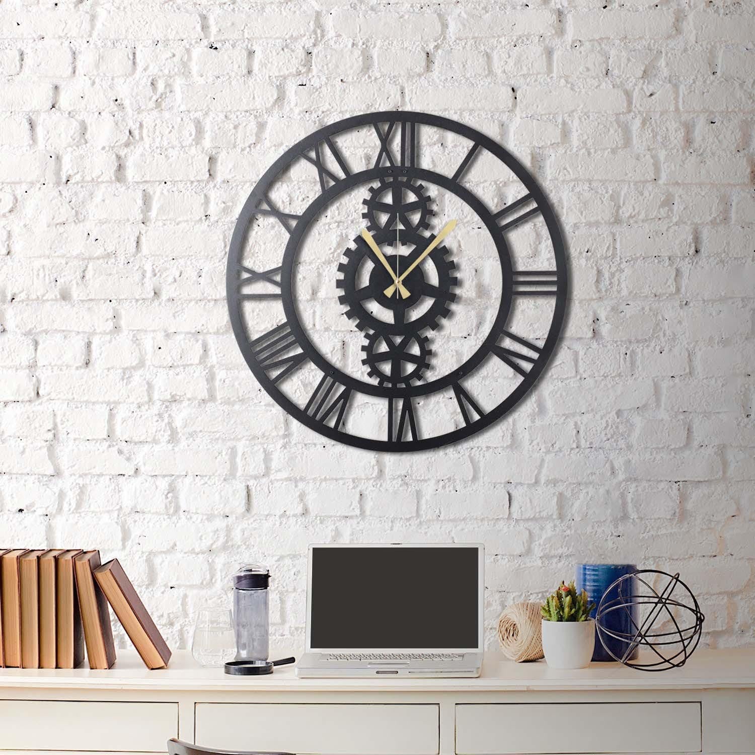 Gear XL in Schwarz präsentiert im Onlineshop von KAQTU Design AG. Wanduhr ist von Wallity