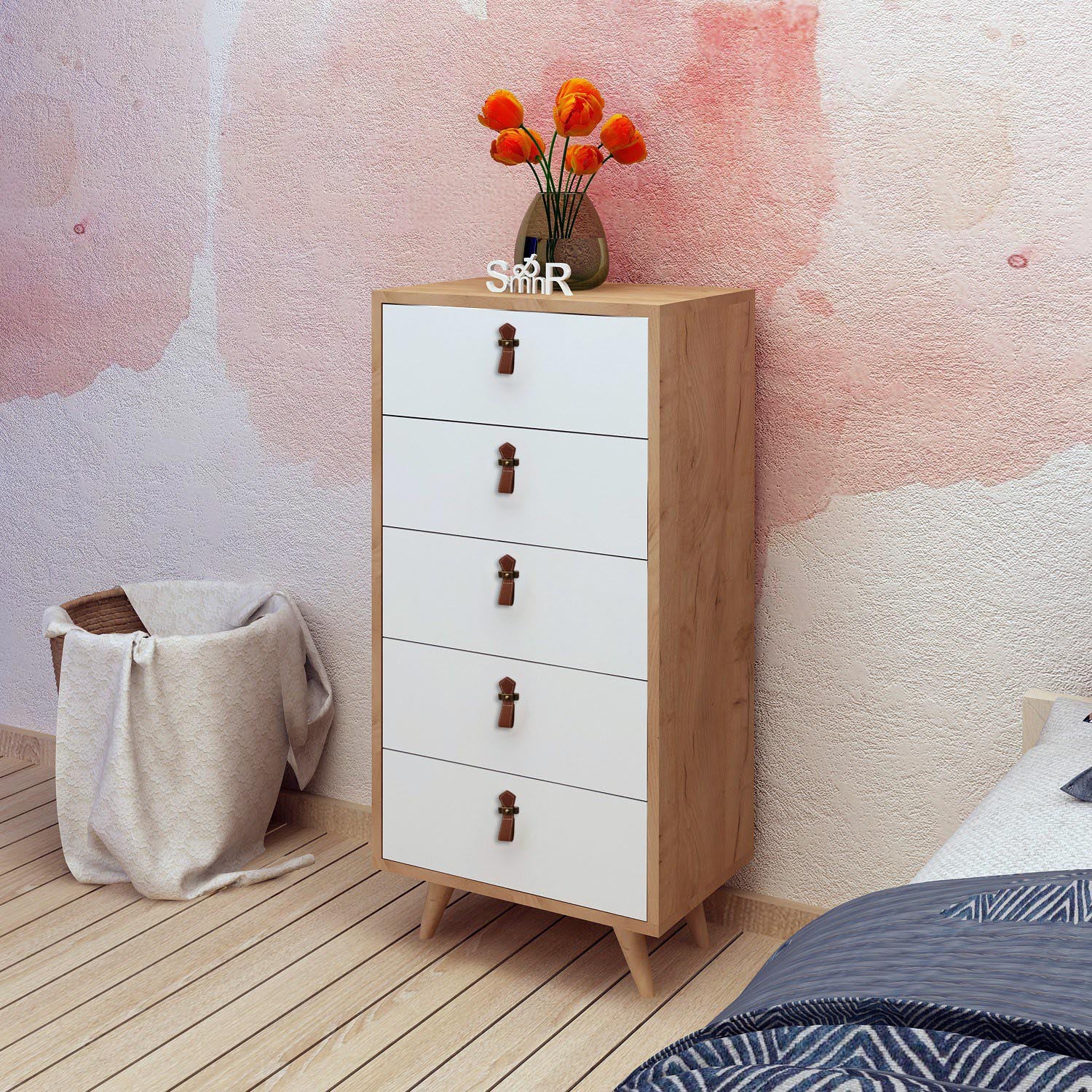 Frenzu in Eiche Weiss präsentiert im Onlineshop von KAQTU Design AG. Kommode ist von Hanah Home