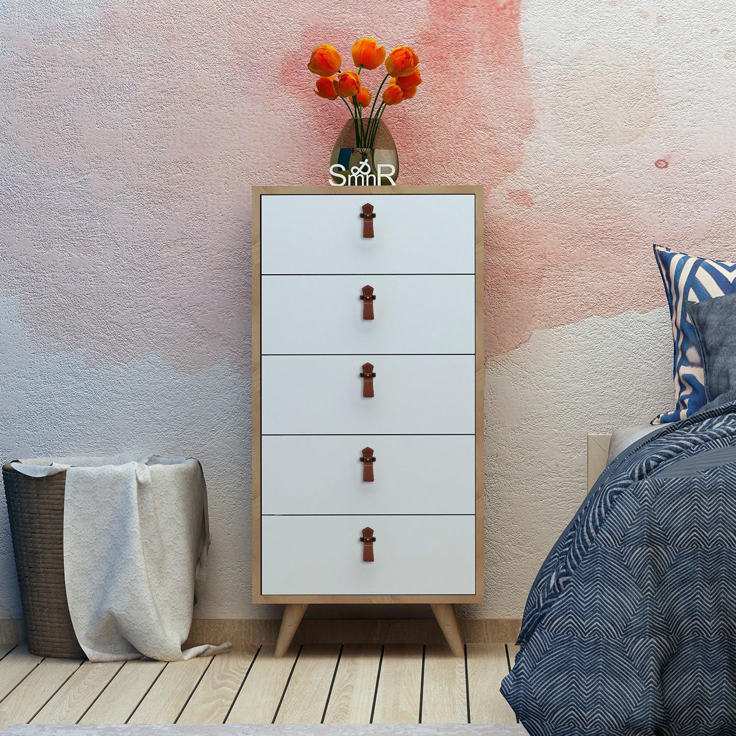 Frenzu in Eiche Weiss präsentiert im Onlineshop von KAQTU Design AG. Kommode ist von Hanah Home