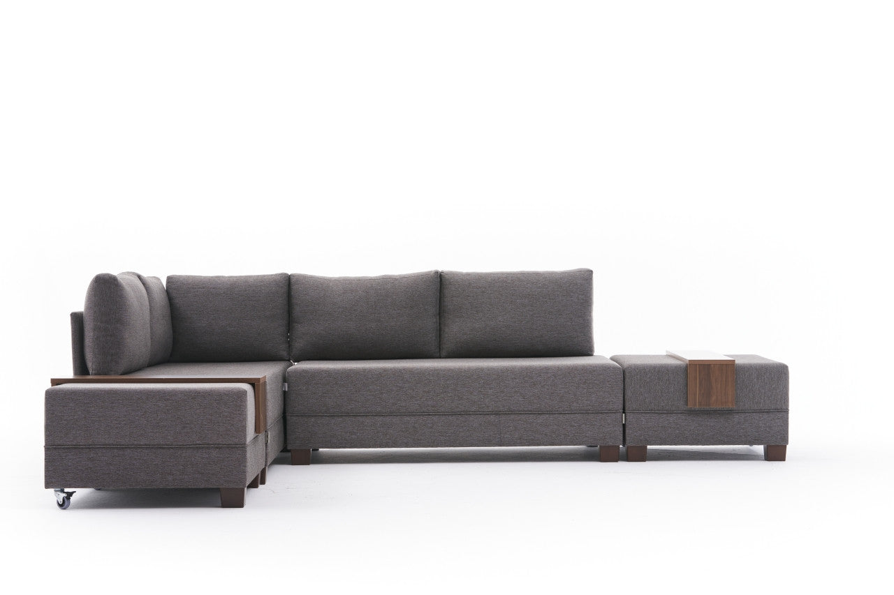 Fly Corner Sofa Bed Left - Brown in Braun präsentiert im Onlineshop von KAQTU Design AG. Bettsofa ist von Atelier Del Sofa