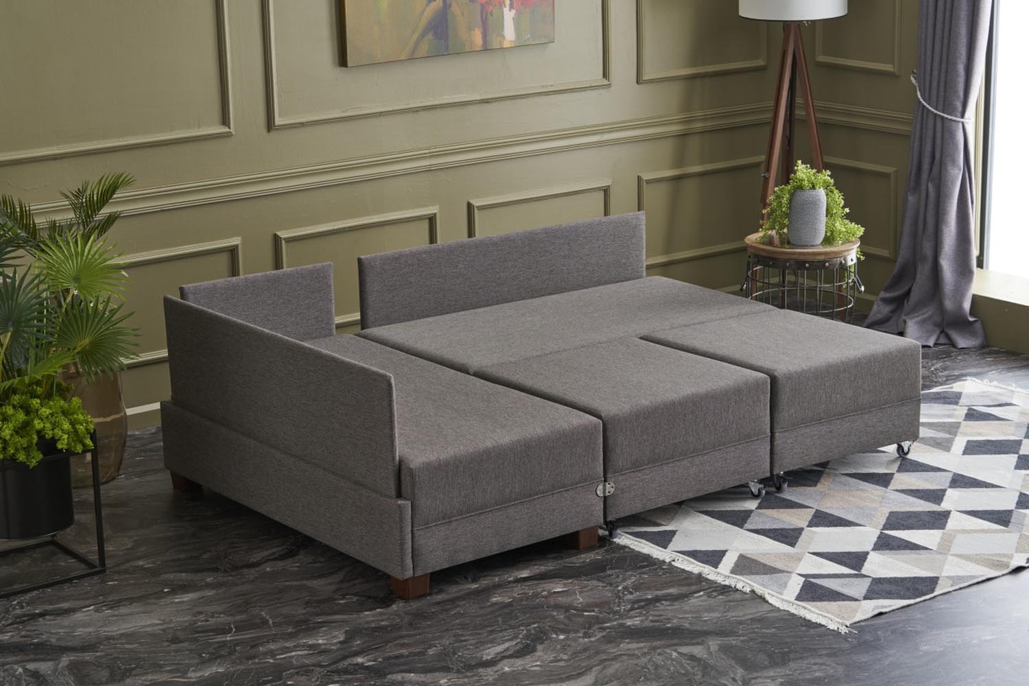 Fly Corner Sofa Bed Left - Brown in Braun präsentiert im Onlineshop von KAQTU Design AG. Bettsofa ist von Atelier Del Sofa
