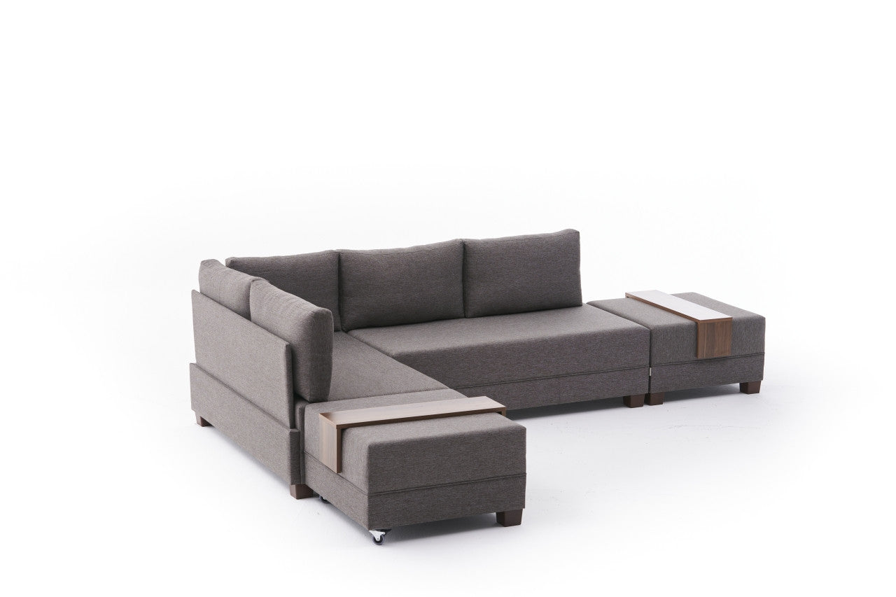 Fly Corner Sofa Bed Left - Brown in Braun präsentiert im Onlineshop von KAQTU Design AG. Bettsofa ist von Atelier Del Sofa
